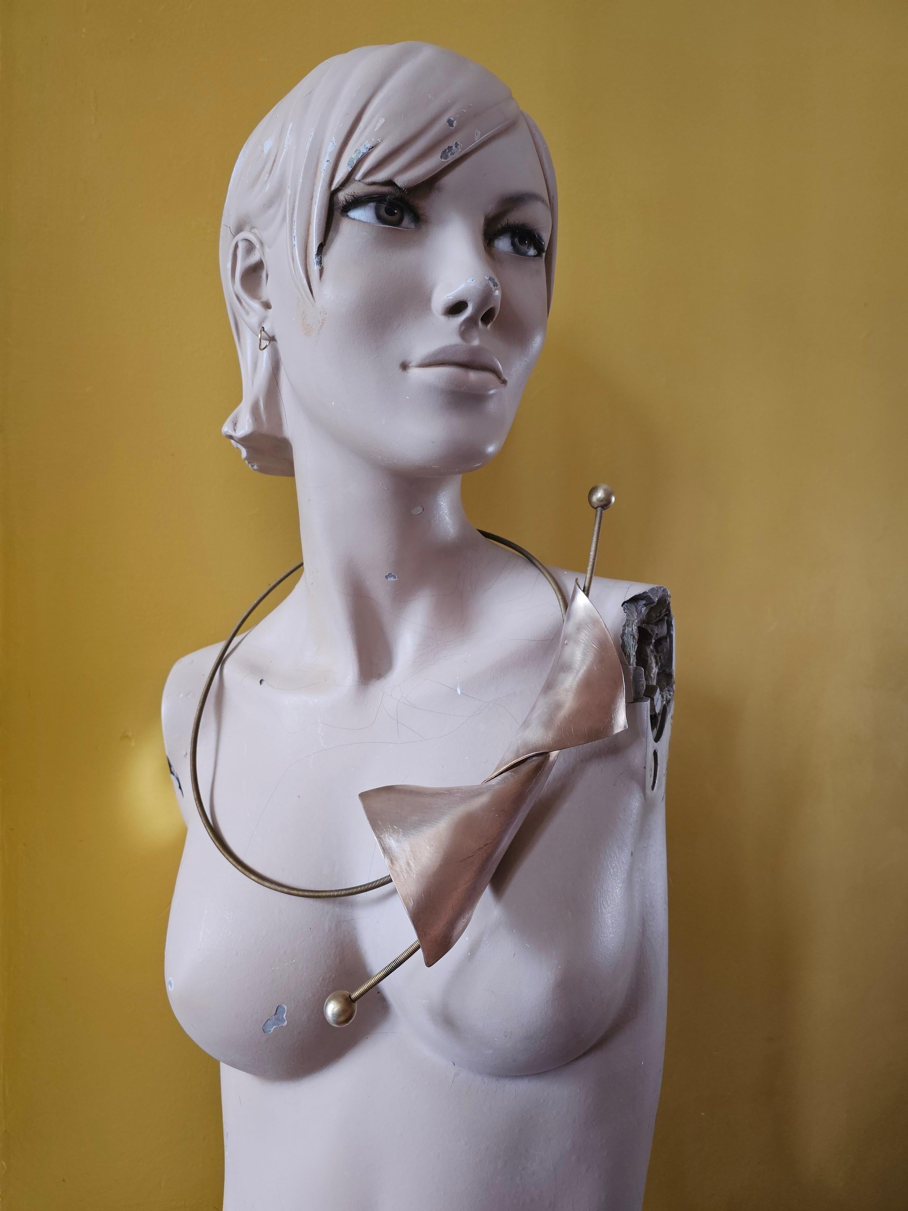 Alina Alamorean Full Moon Sculptural Contemporary Statement Necklace Bronze For Sale 6