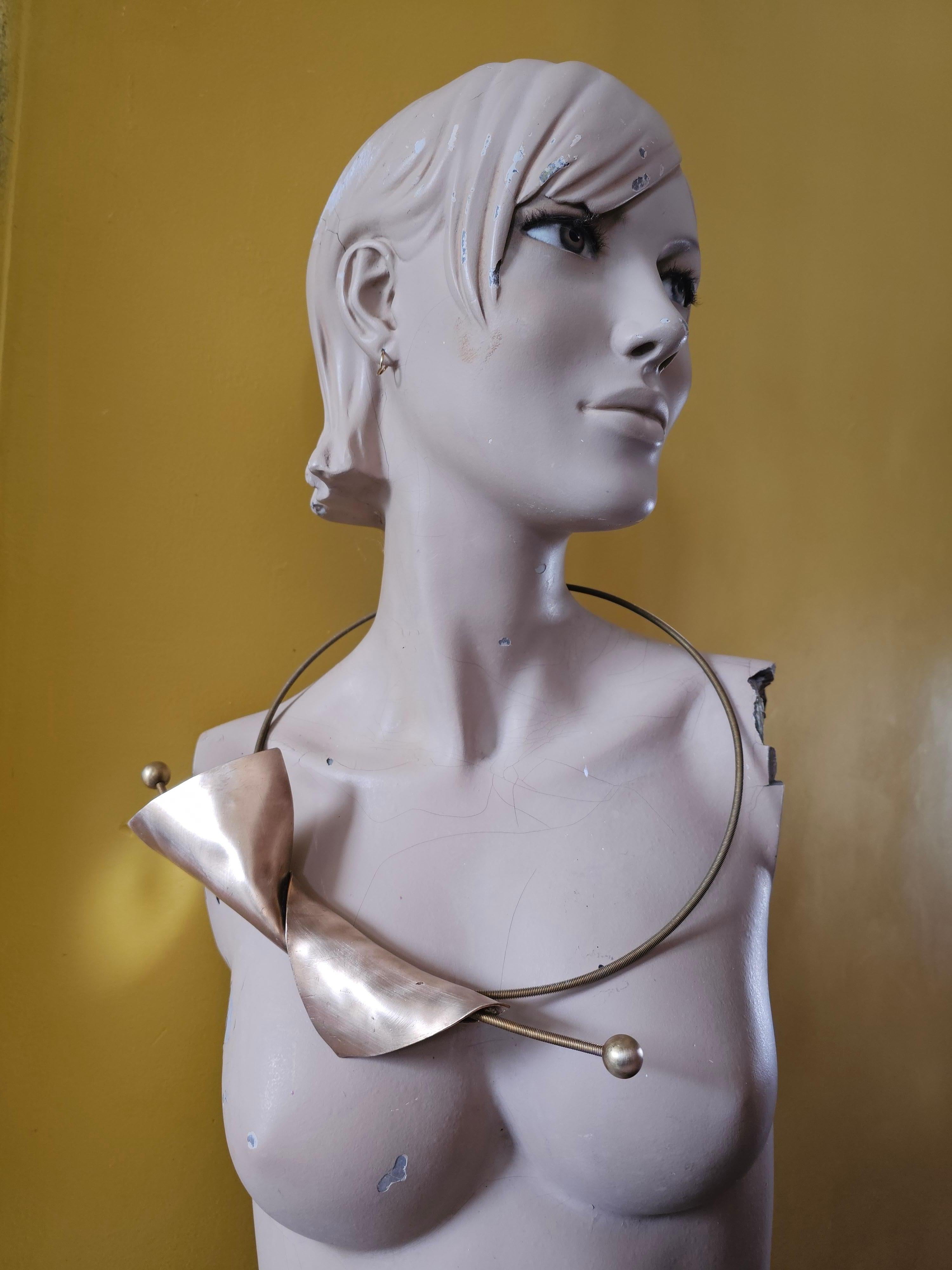 Alina Alamorean Full Moon Sculptural Contemporary Statement Necklace Bronze For Sale 7