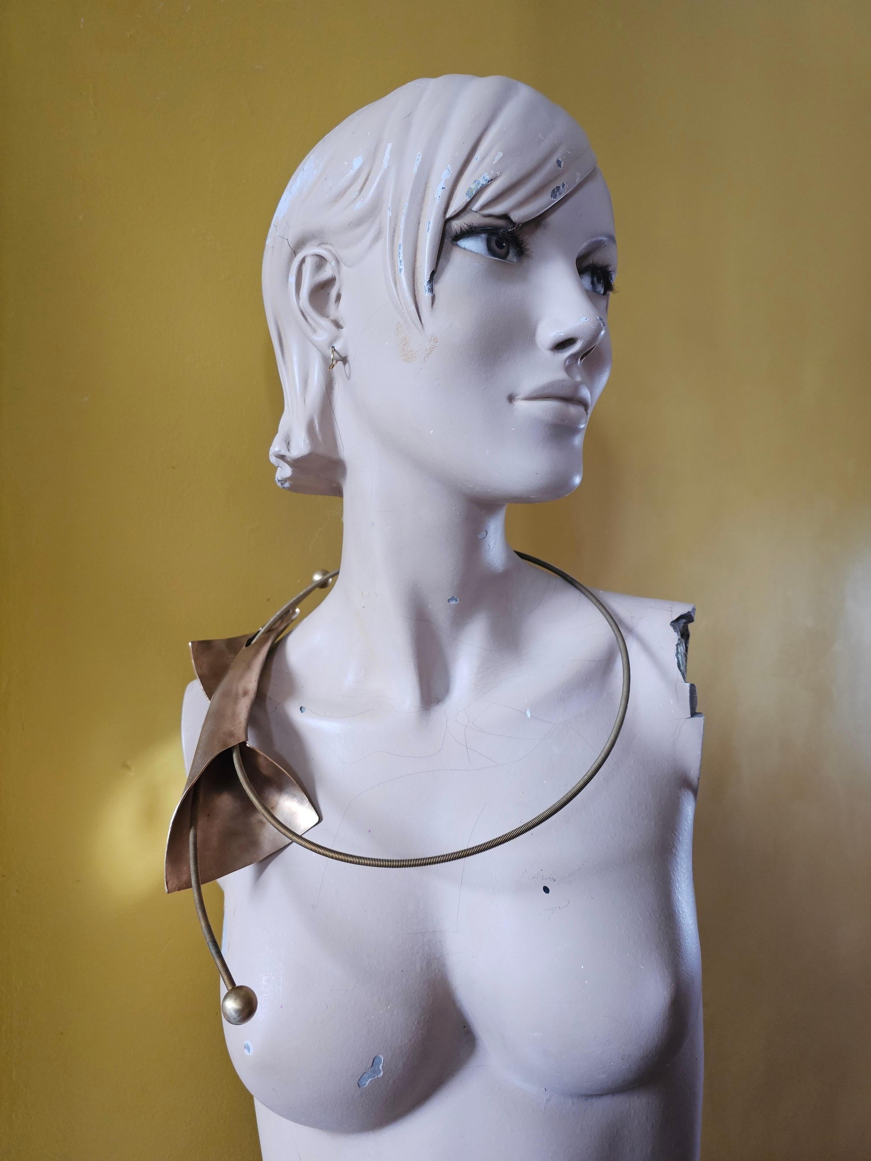 Alina Alamorean Full Moon Sculptural Contemporary Statement Necklace Bronze For Sale 8
