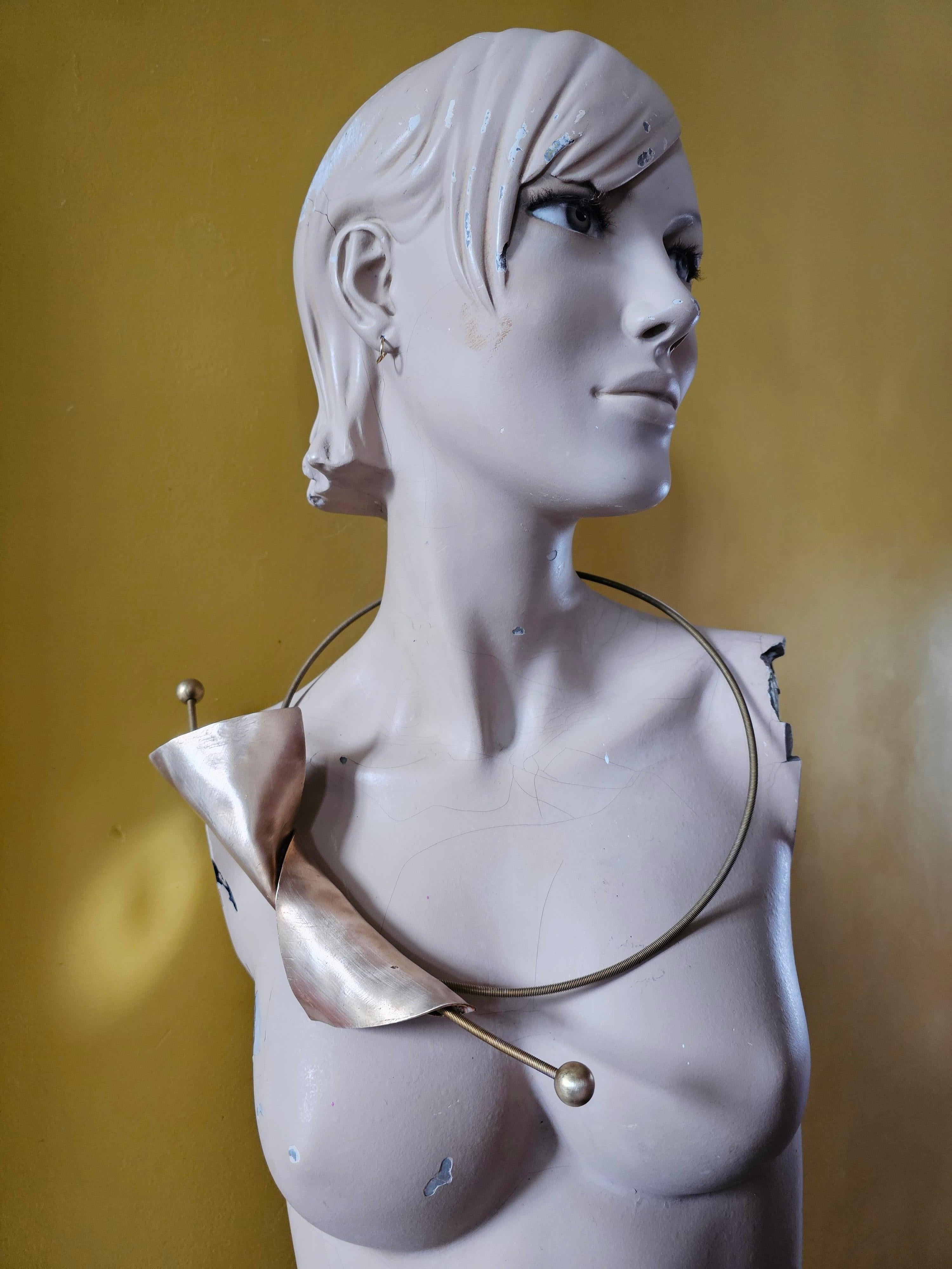 Alina Alamorean Full Moon Sculptural Contemporary Statement Necklace Bronze For Sale 9