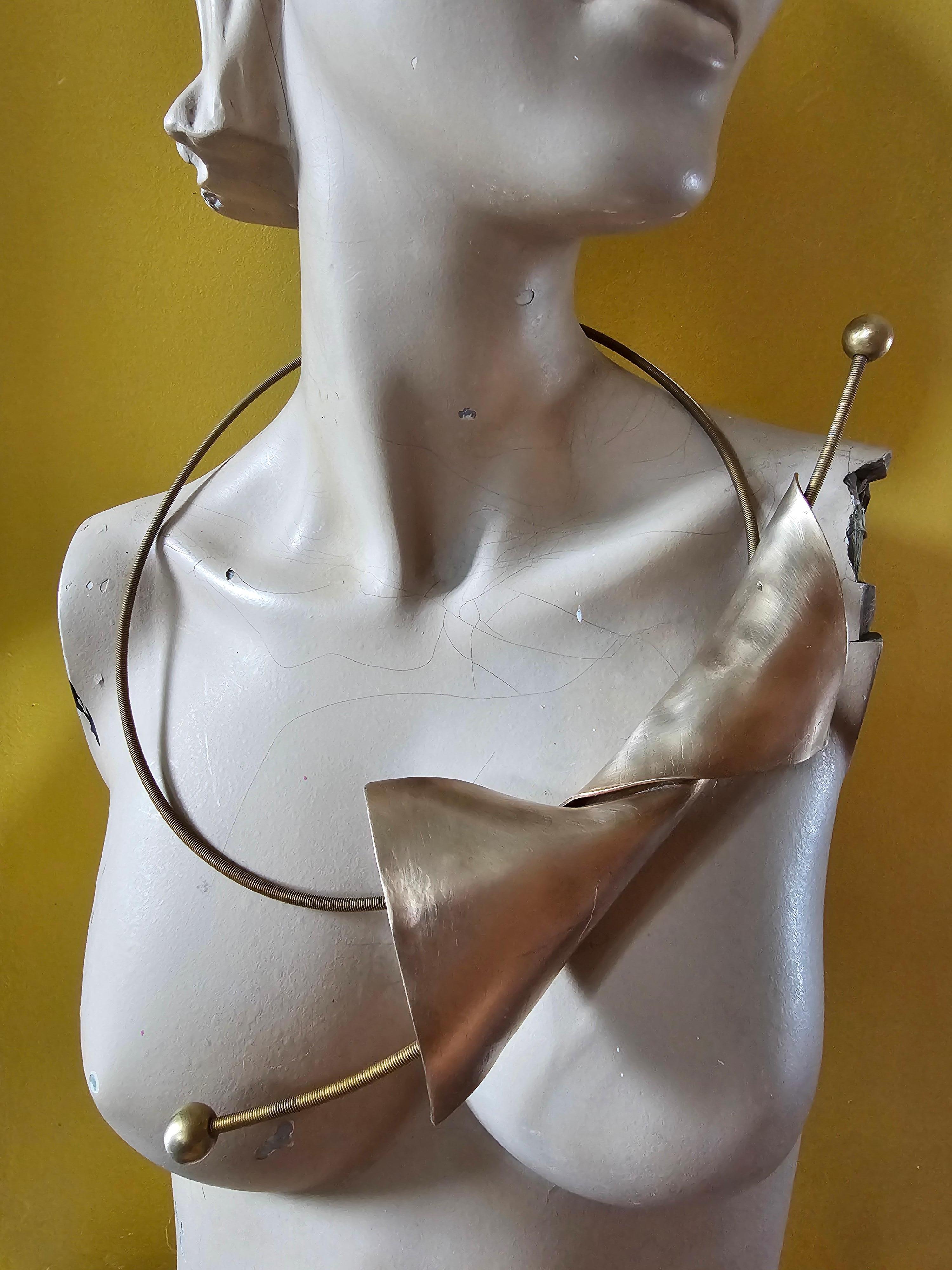 Alina Alamorean Full Moon Sculptural Contemporary Statement Necklace Bronze For Sale 11