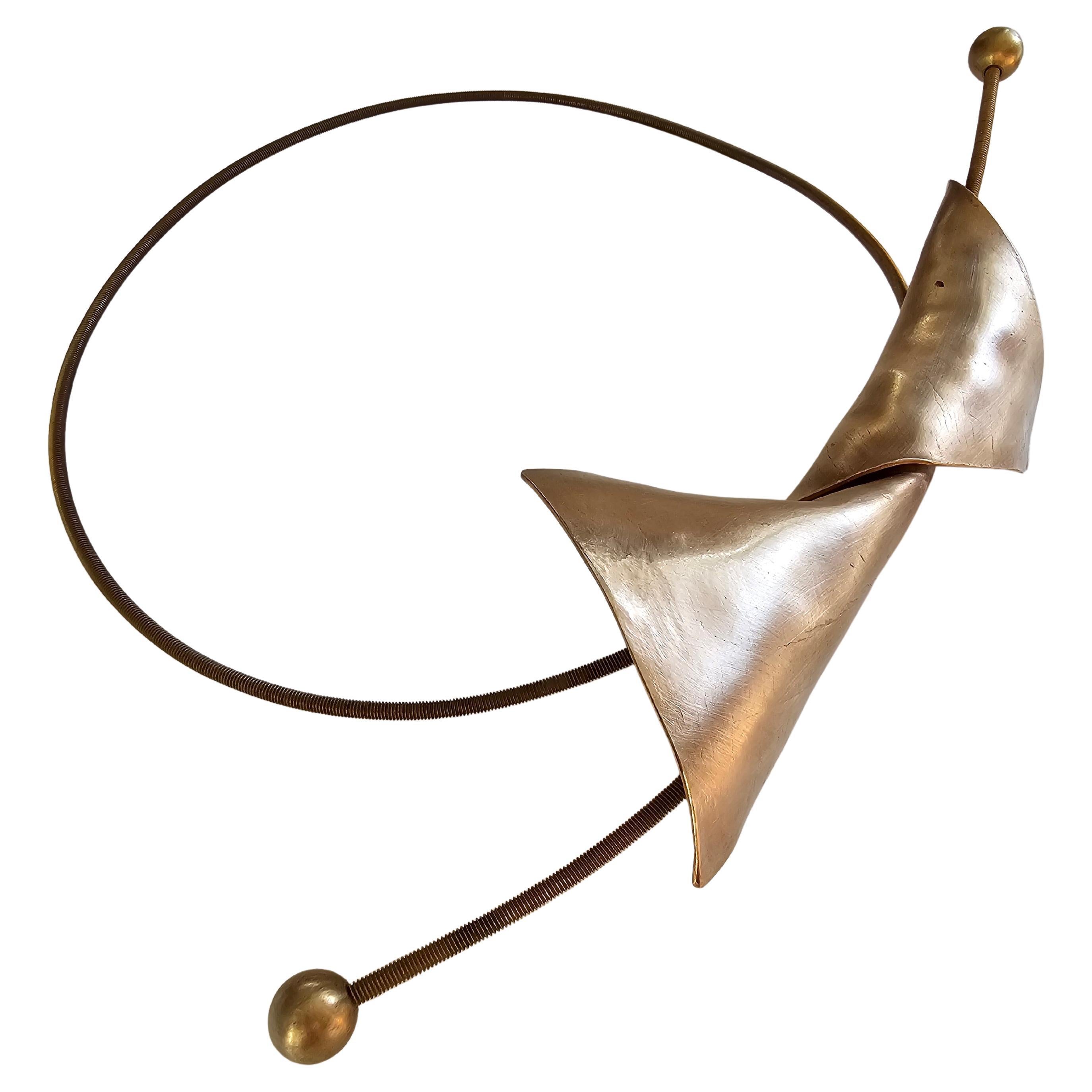 Alina Alamorean Full Moon Sculptural Contemporary Statement Necklace Bronze For Sale