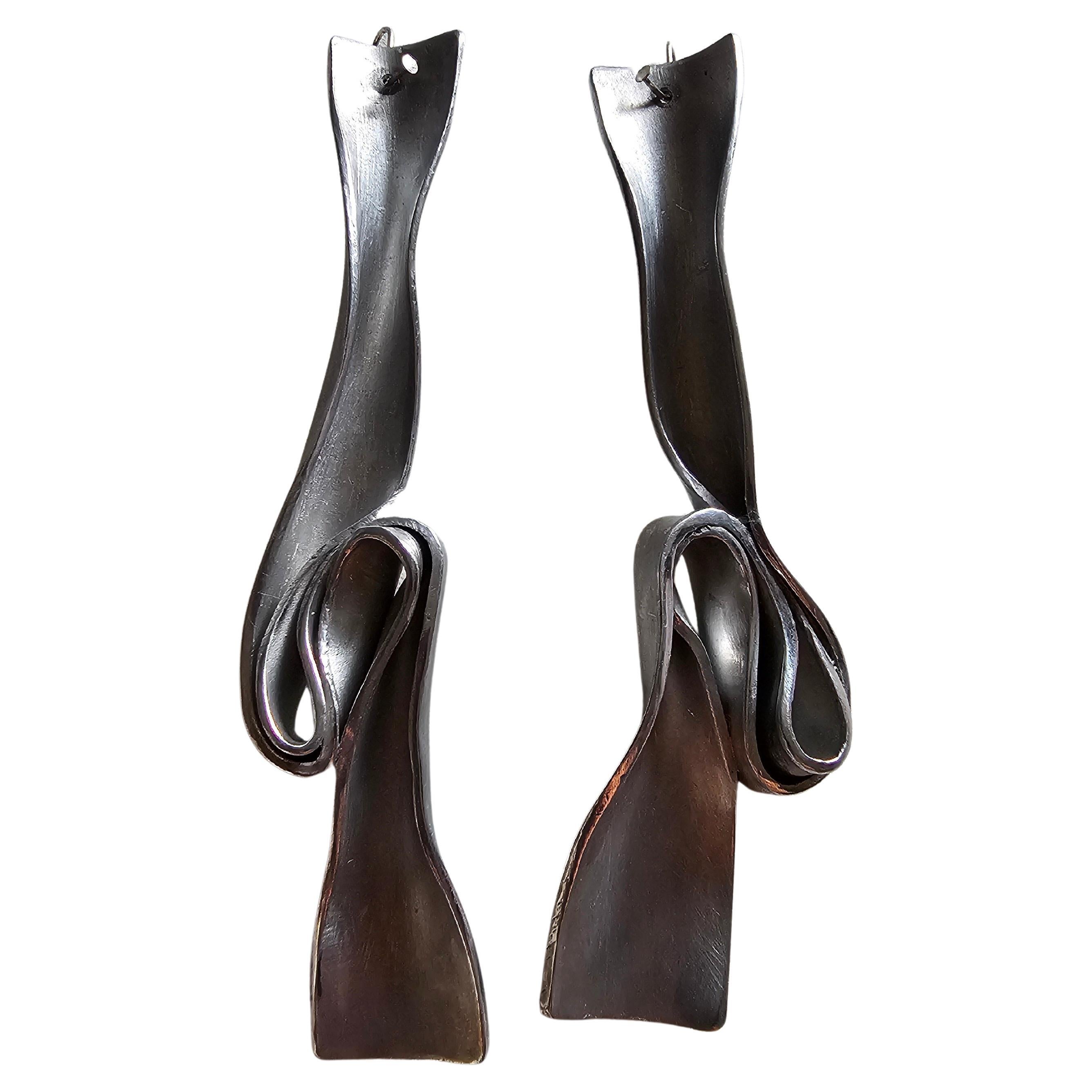 Alina Alamorean Long Comma Sculptural Contemporary Statement Earrings Aluminium For Sale