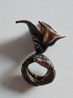 Alina Alamorean Little Flower To Love Sculptural Contemporary Ring Black Bronze