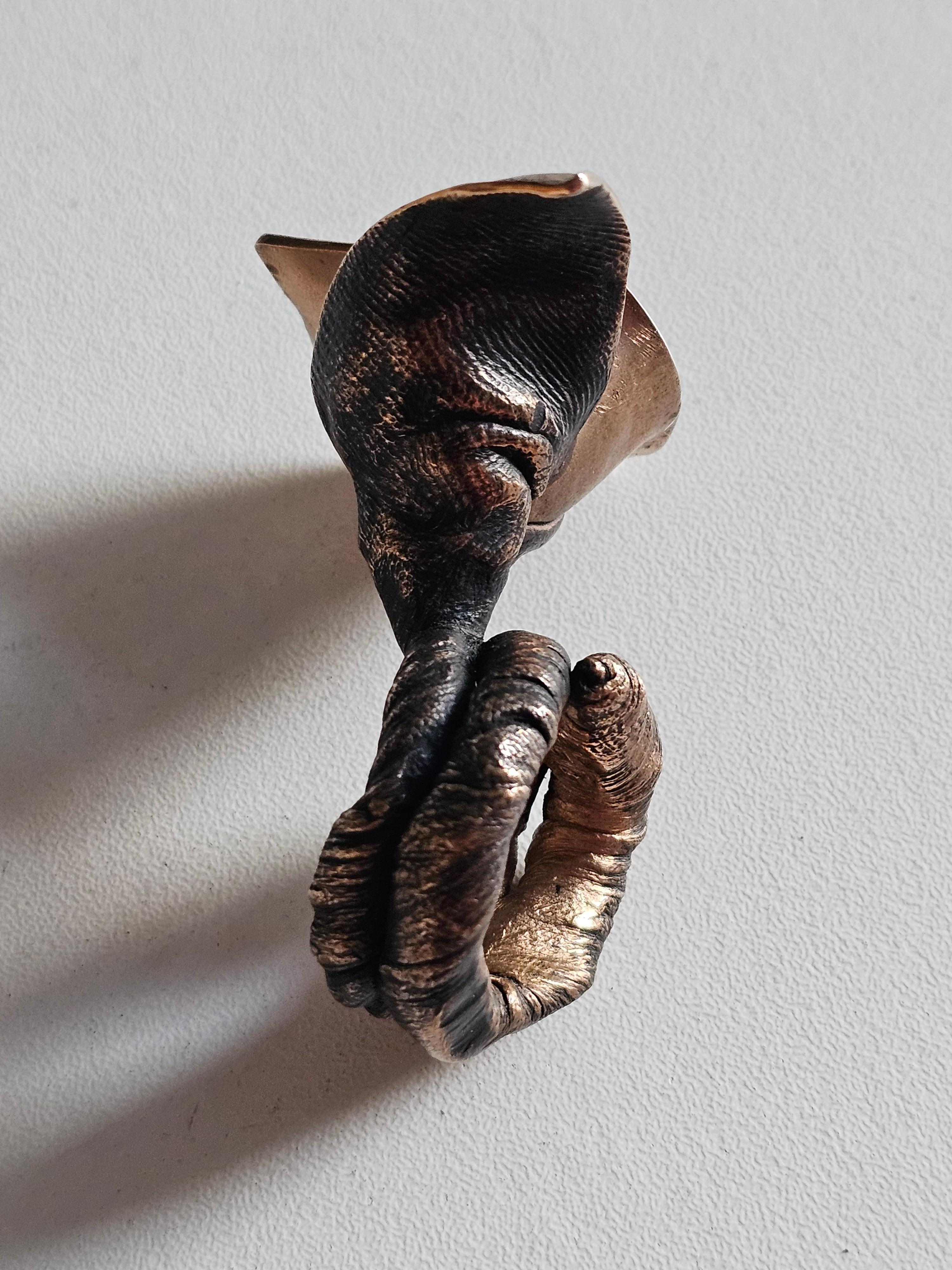 Contemporaneo Alina Alamorean Piccolo fiore dell'amore Anello scultoreo contemporaneo Bronzo nero in vendita