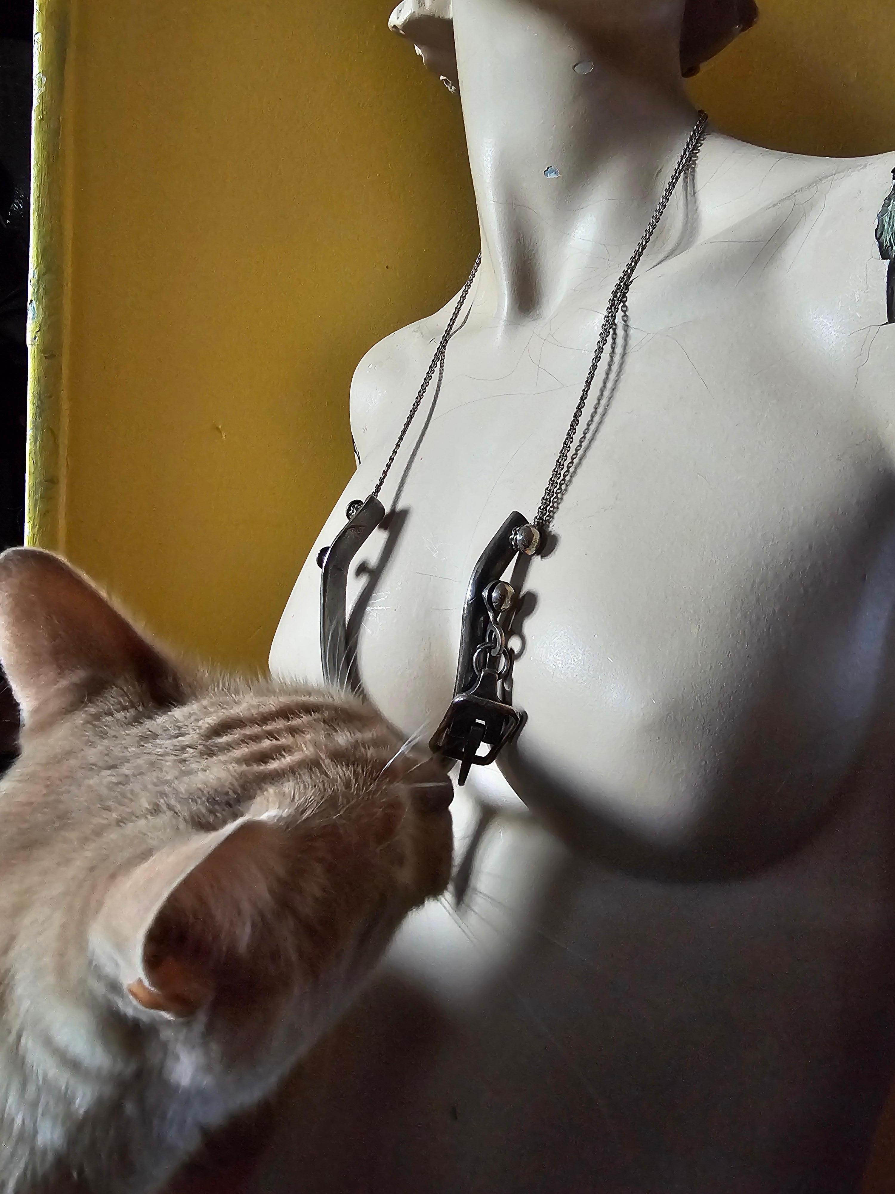 Collana Alina Alamorean Love Spur XIX secolo in argento nero in vendita 10