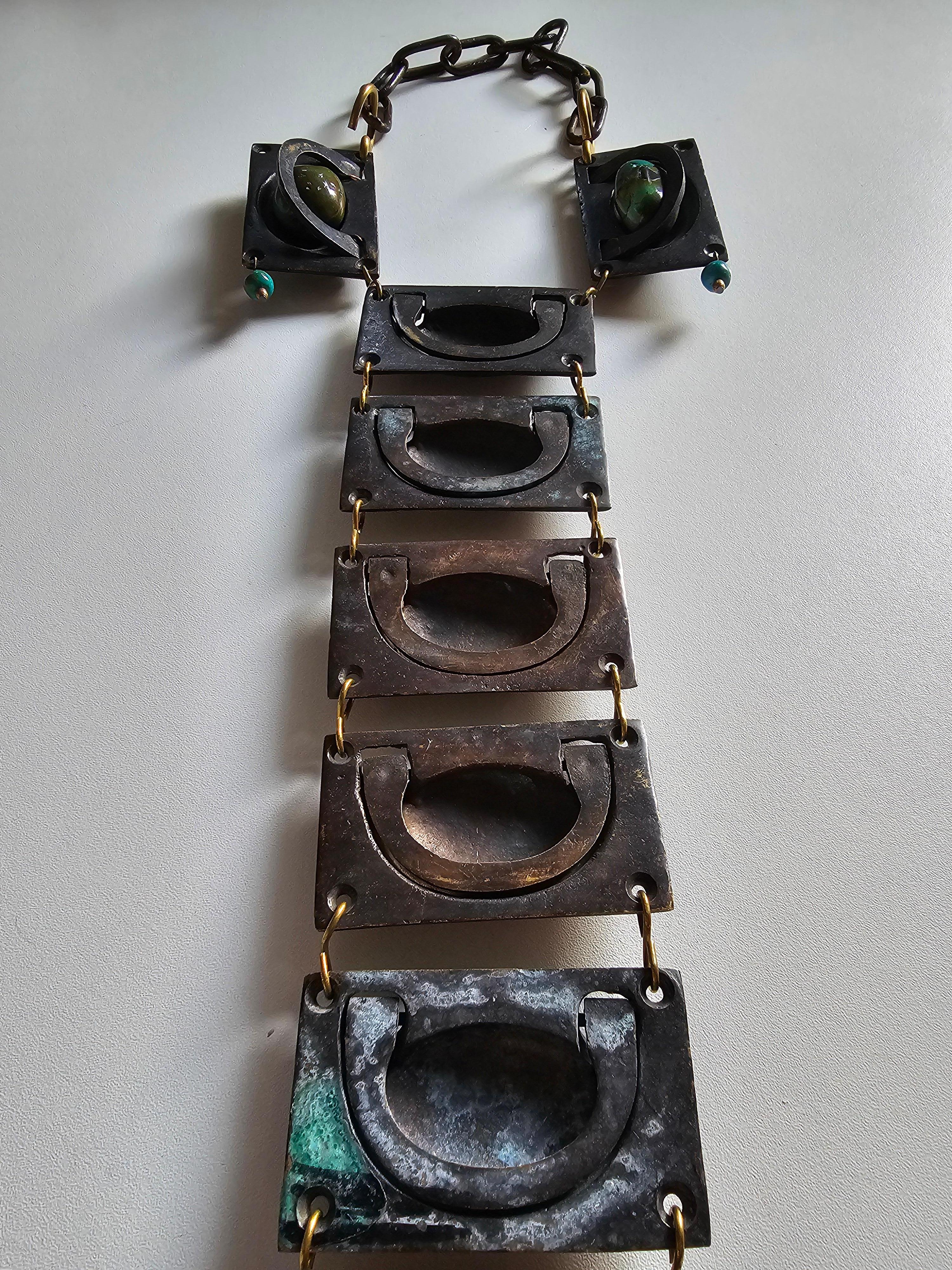 Alina Alamorean Secret Drawers - Collana contemporanea in ottone e turchese in vendita 8