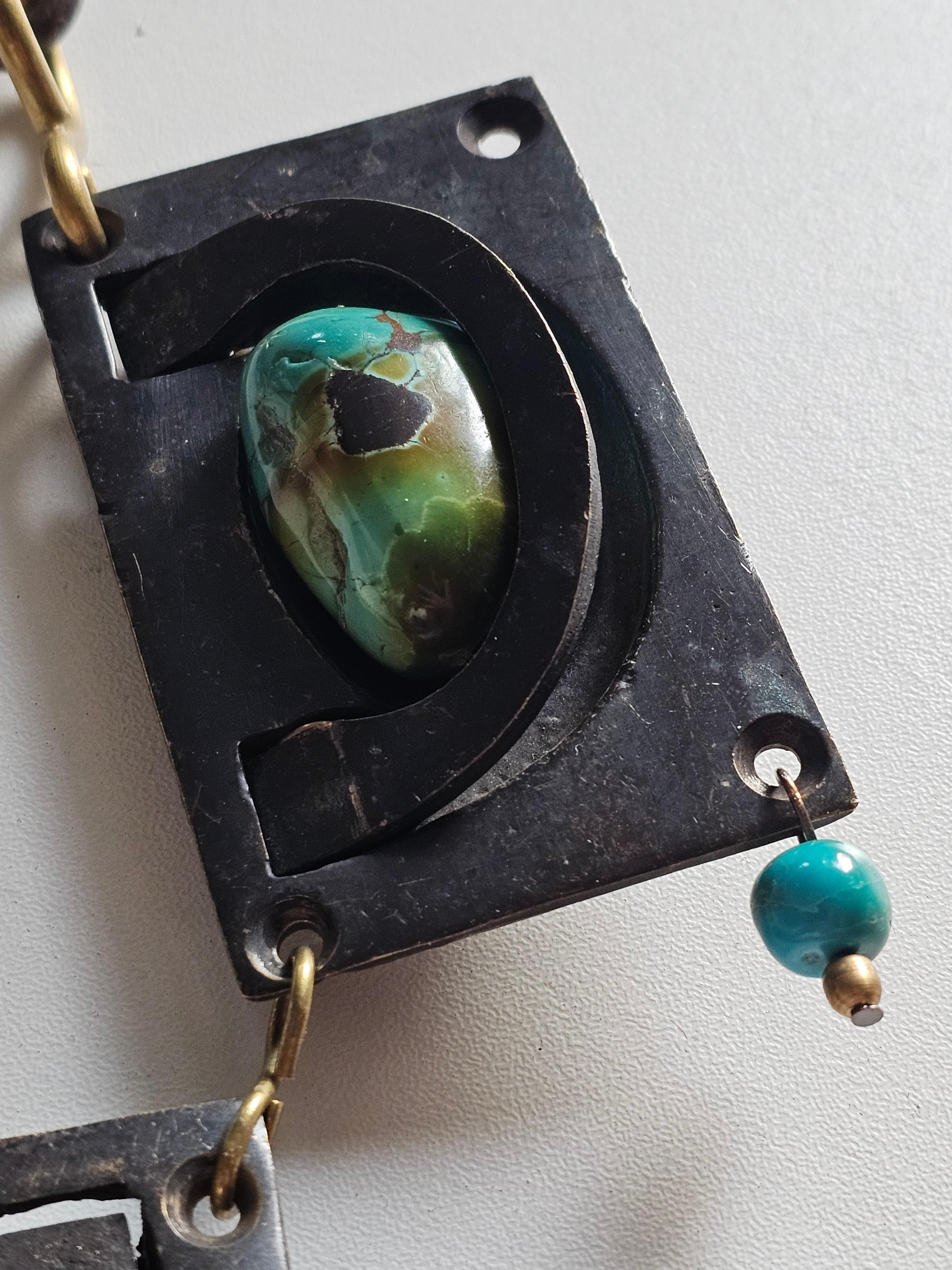 da uomo o donna Alina Alamorean Secret Drawers - Collana contemporanea in ottone e turchese in vendita