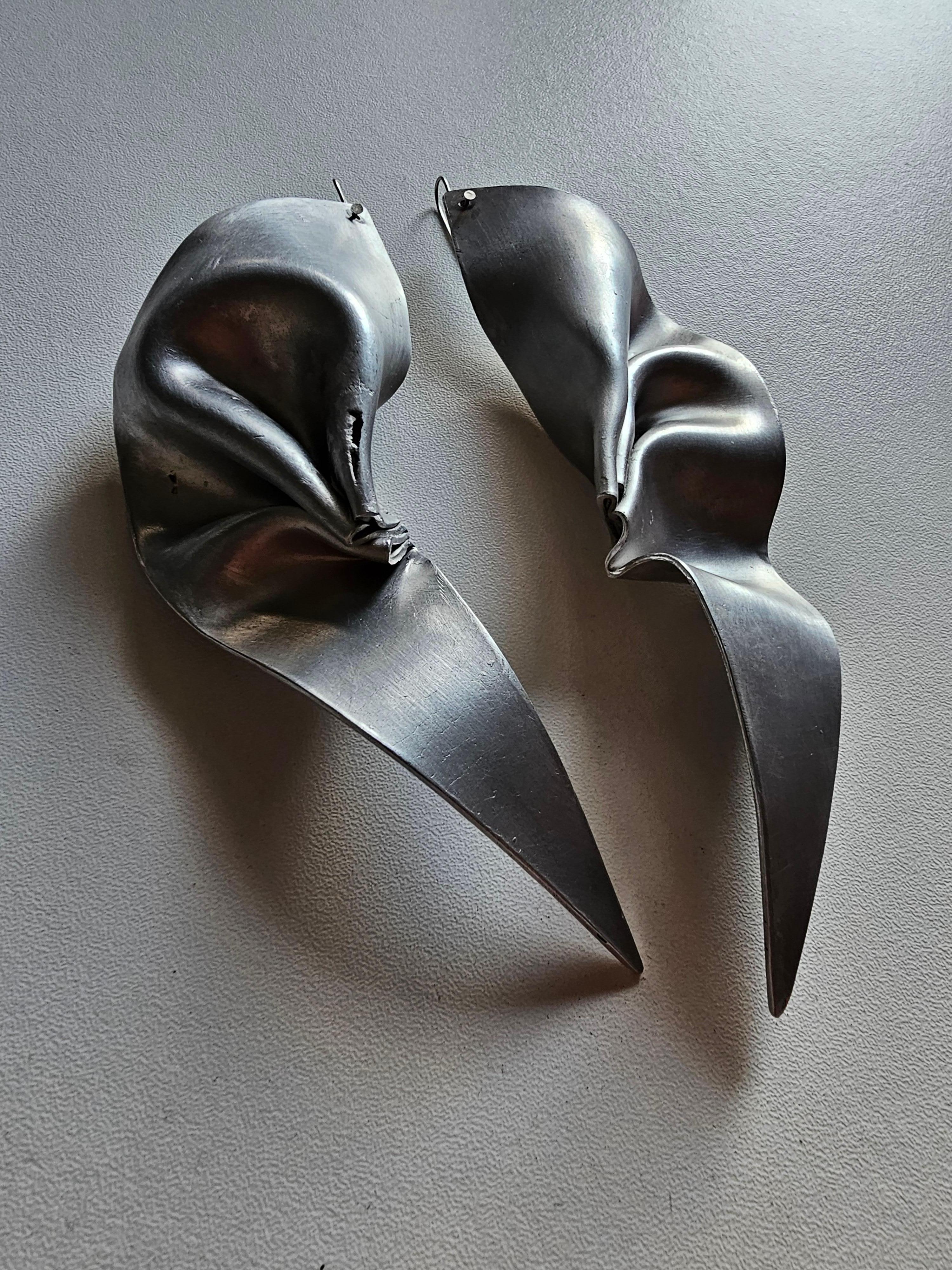 Women's Alina Alamorean Shields Sculptural Contemporary Statement Earrings Aluminium For Sale