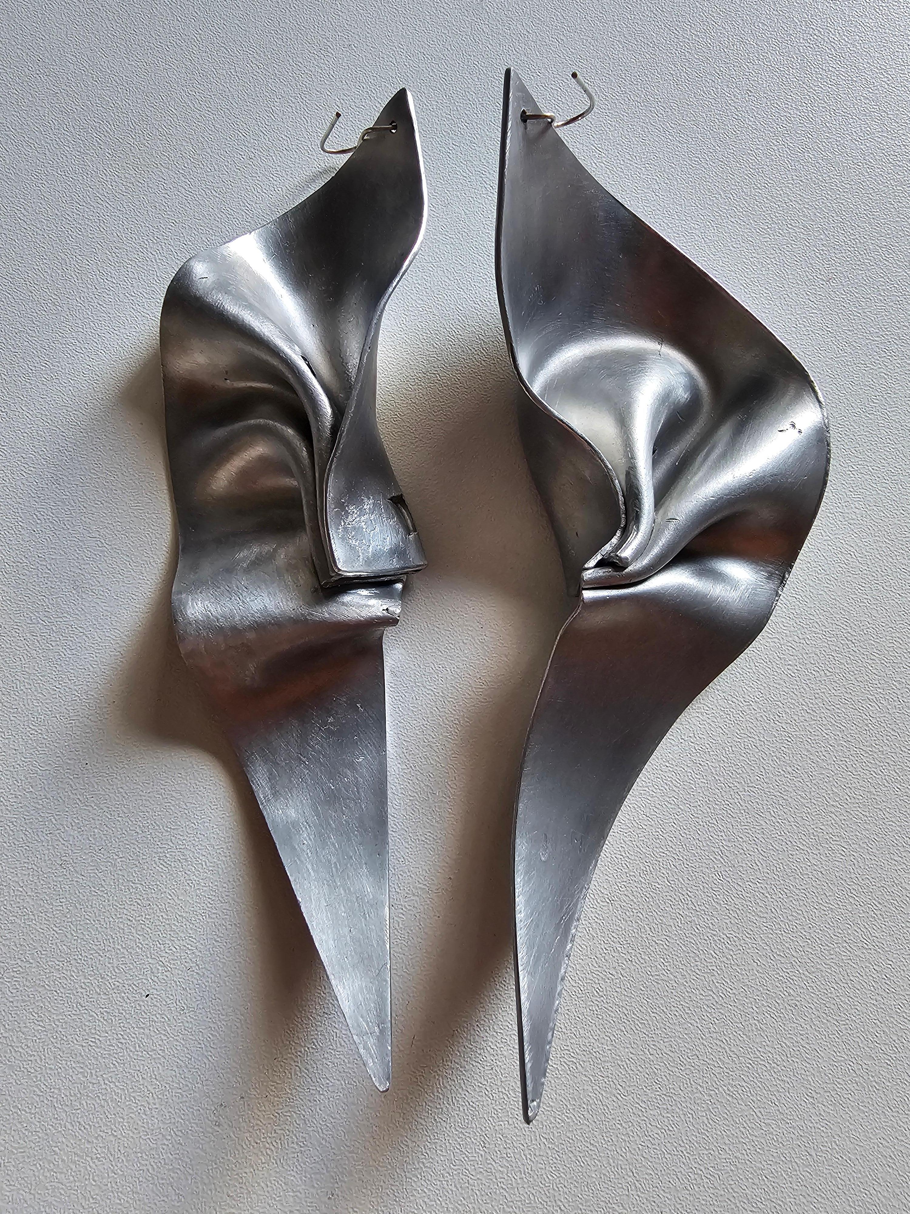 Alina Alamorean Shields Sculptural Contemporary Statement Earrings Aluminium For Sale 1
