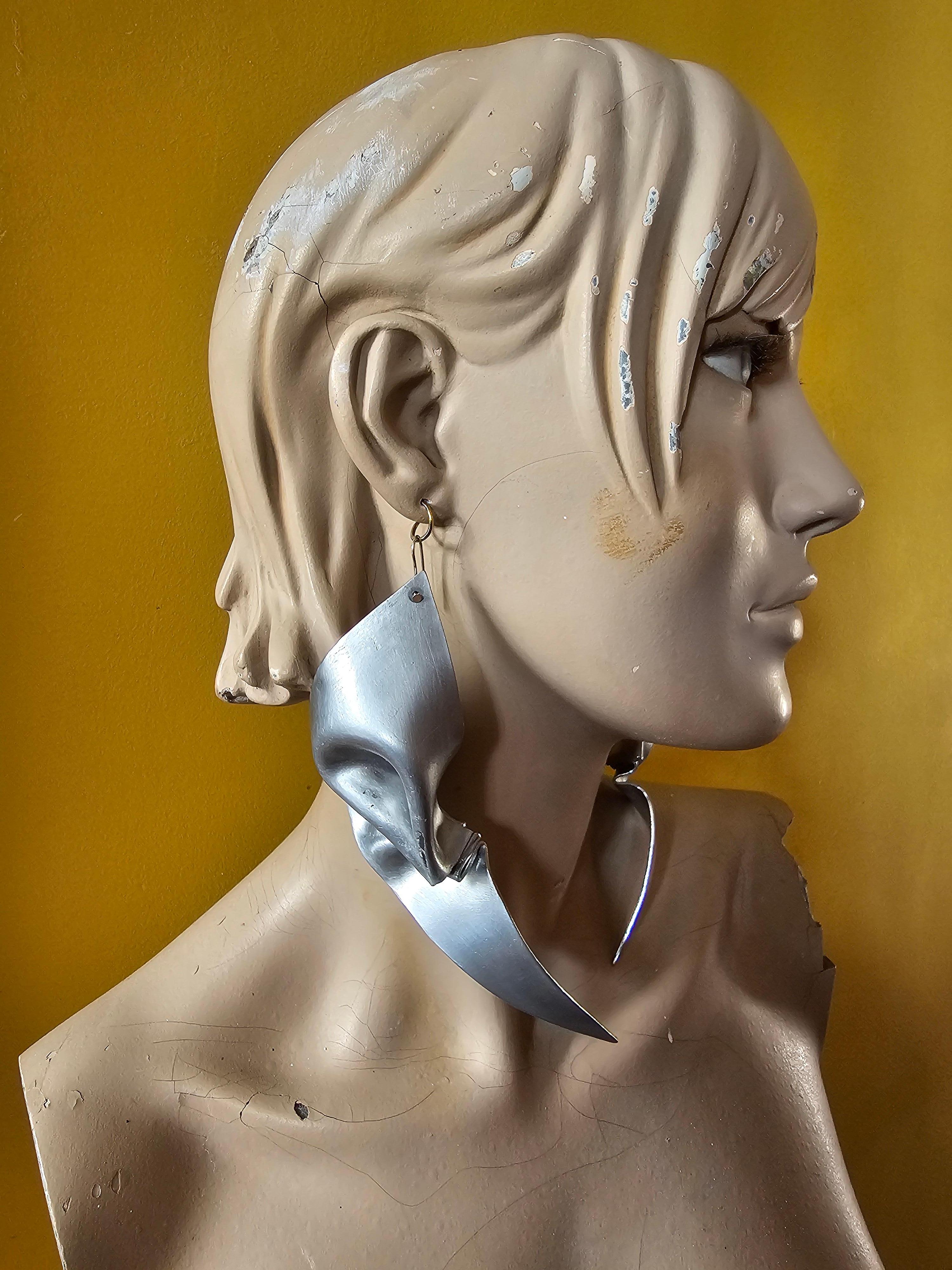 Alina Alamorean Shields Sculptural Contemporary Statement Earrings Aluminium For Sale 5