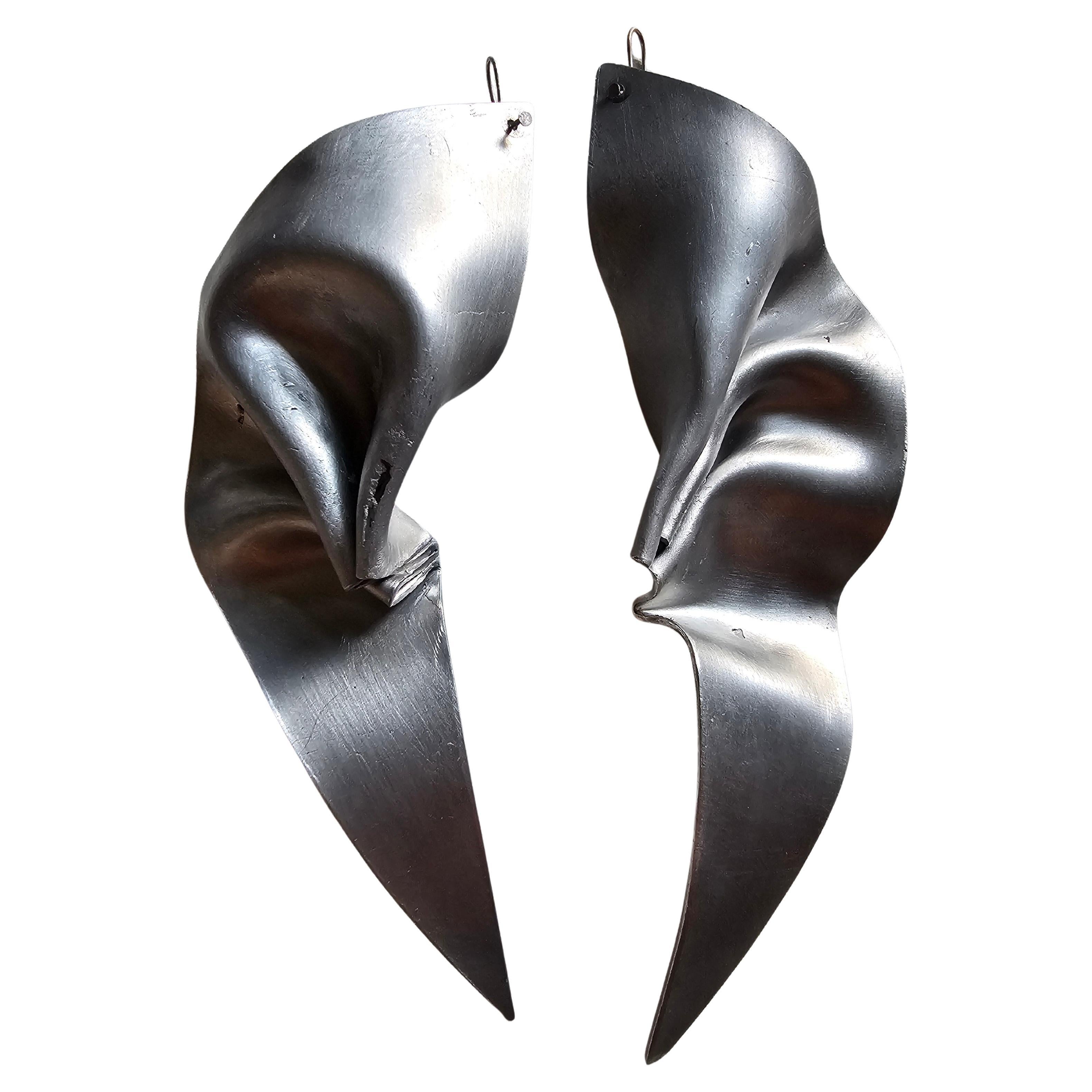 Alina Alamorean Shields Sculptural Contemporary Statement Earrings Aluminium For Sale