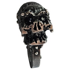 Alina Alamorean Skull Sculpted Contemporary Statement Ring Black Silver