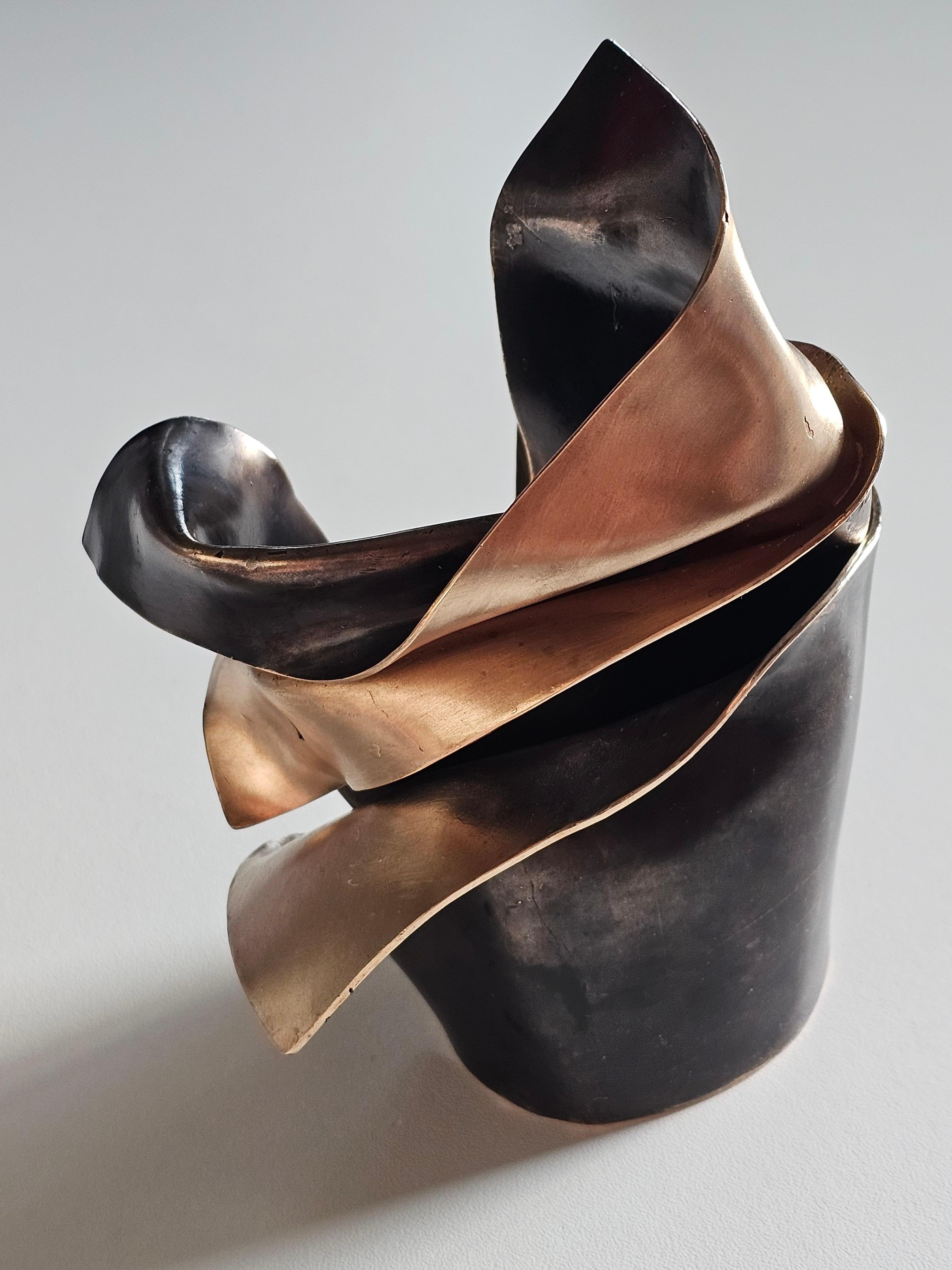 Alina Alamorean Sculptural Contemporary Statement Cuff Bracelet Black Bronze For Sale 7