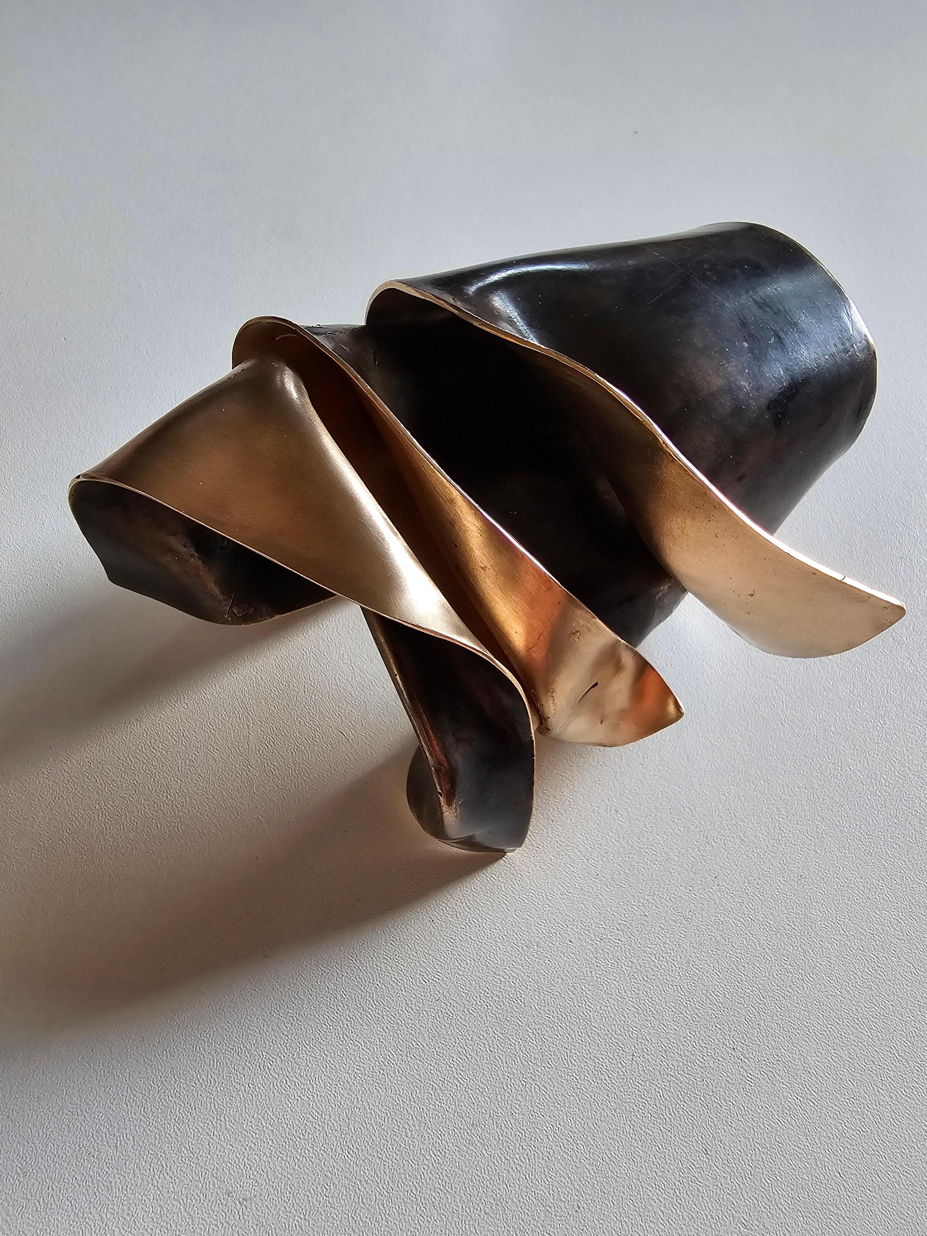 Alina Alamorean Sculptural Contemporary Statement Cuff Bracelet Black Bronze For Sale 9