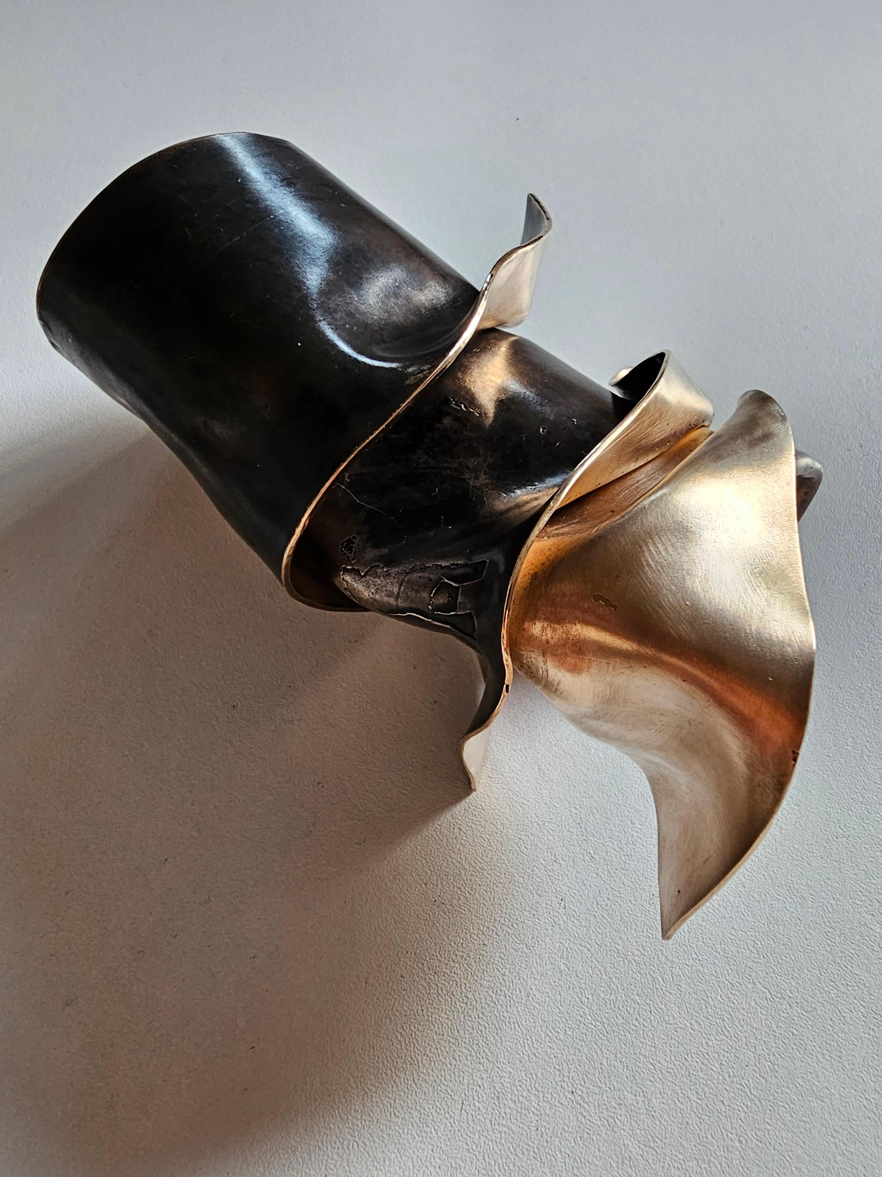 Alina Alamorean Sculptural Contemporary Statement Cuff Bracelet Black Bronze For Sale 10