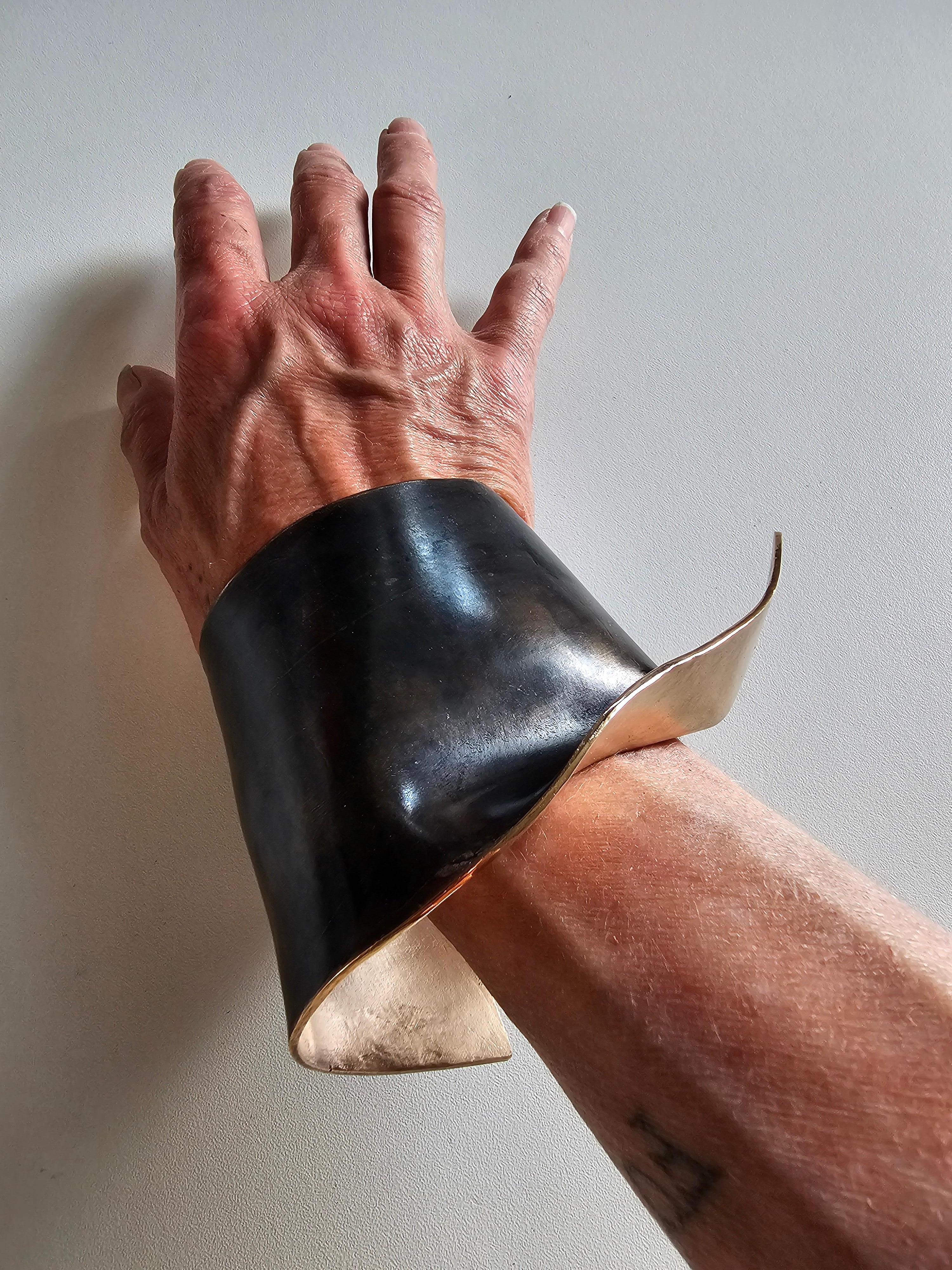 Alina Alamorean Sculptural Contemporary Statement Cuff Bracelet Black Bronze For Sale 11