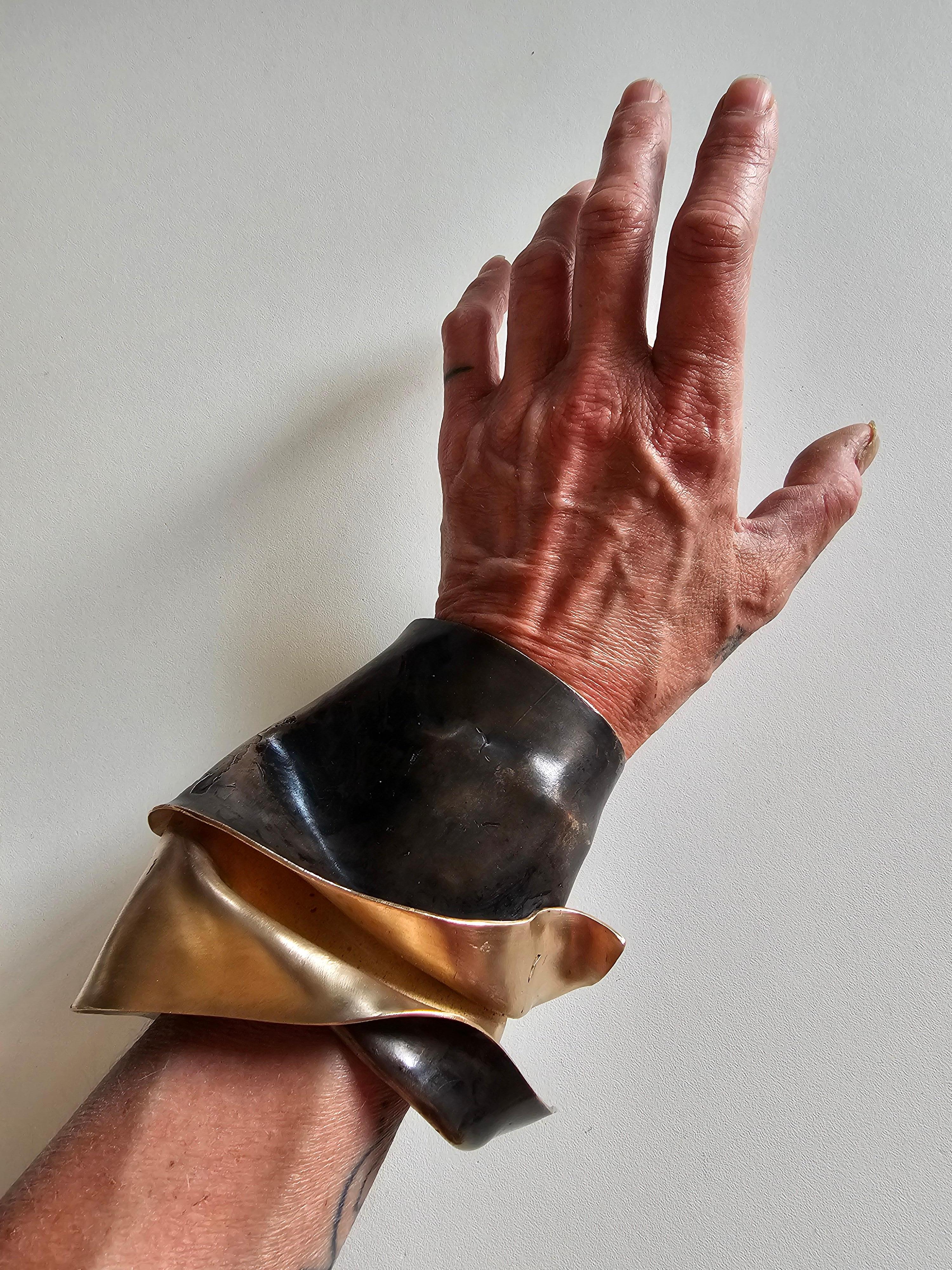 Alina Alamorean Sculptural Contemporary Statement Cuff Bracelet Black Bronze For Sale 13