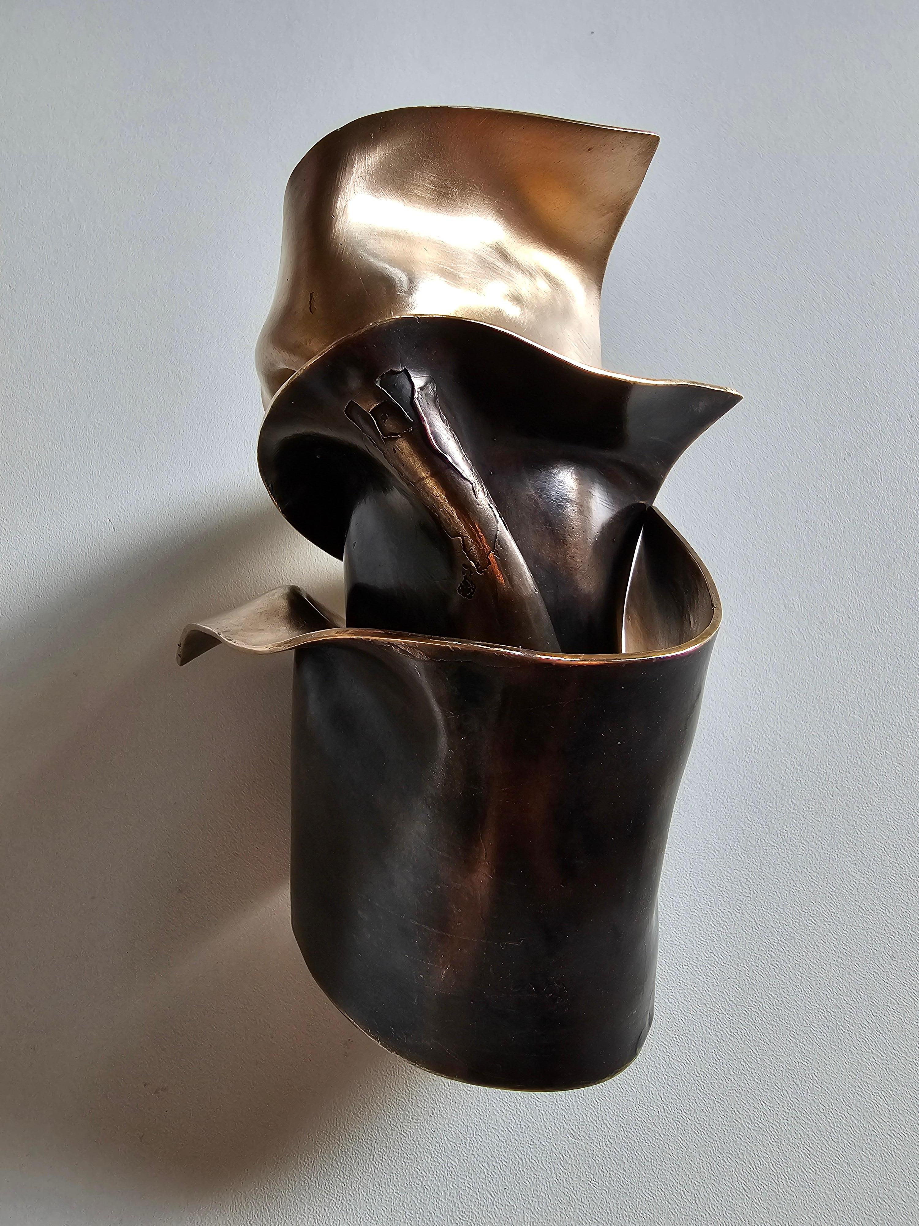 Women's Alina Alamorean Sculptural Contemporary Statement Cuff Bracelet Black Bronze For Sale