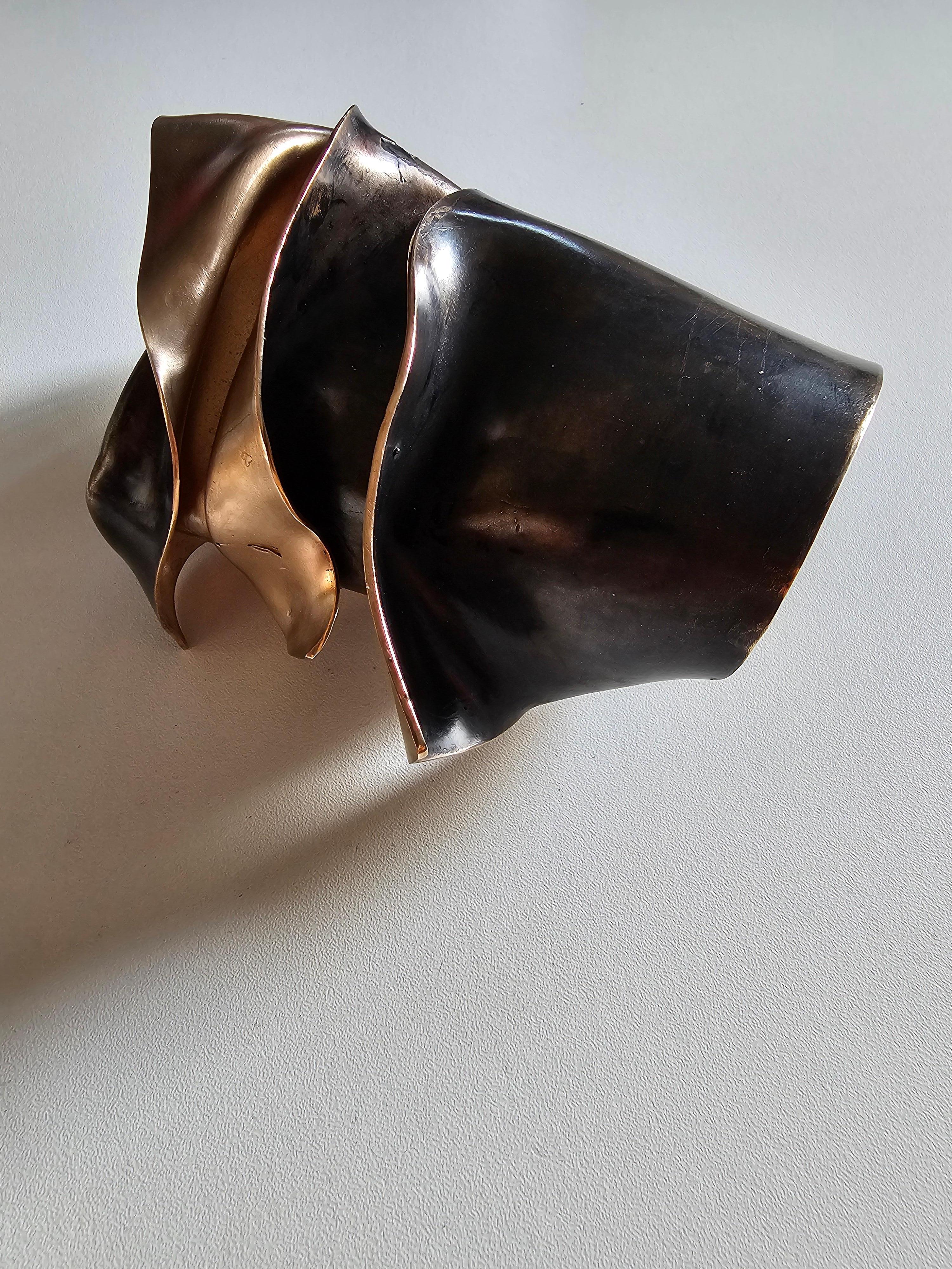 Alina Alamorean Sculptural Contemporary Statement Cuff Bracelet Black Bronze For Sale 1
