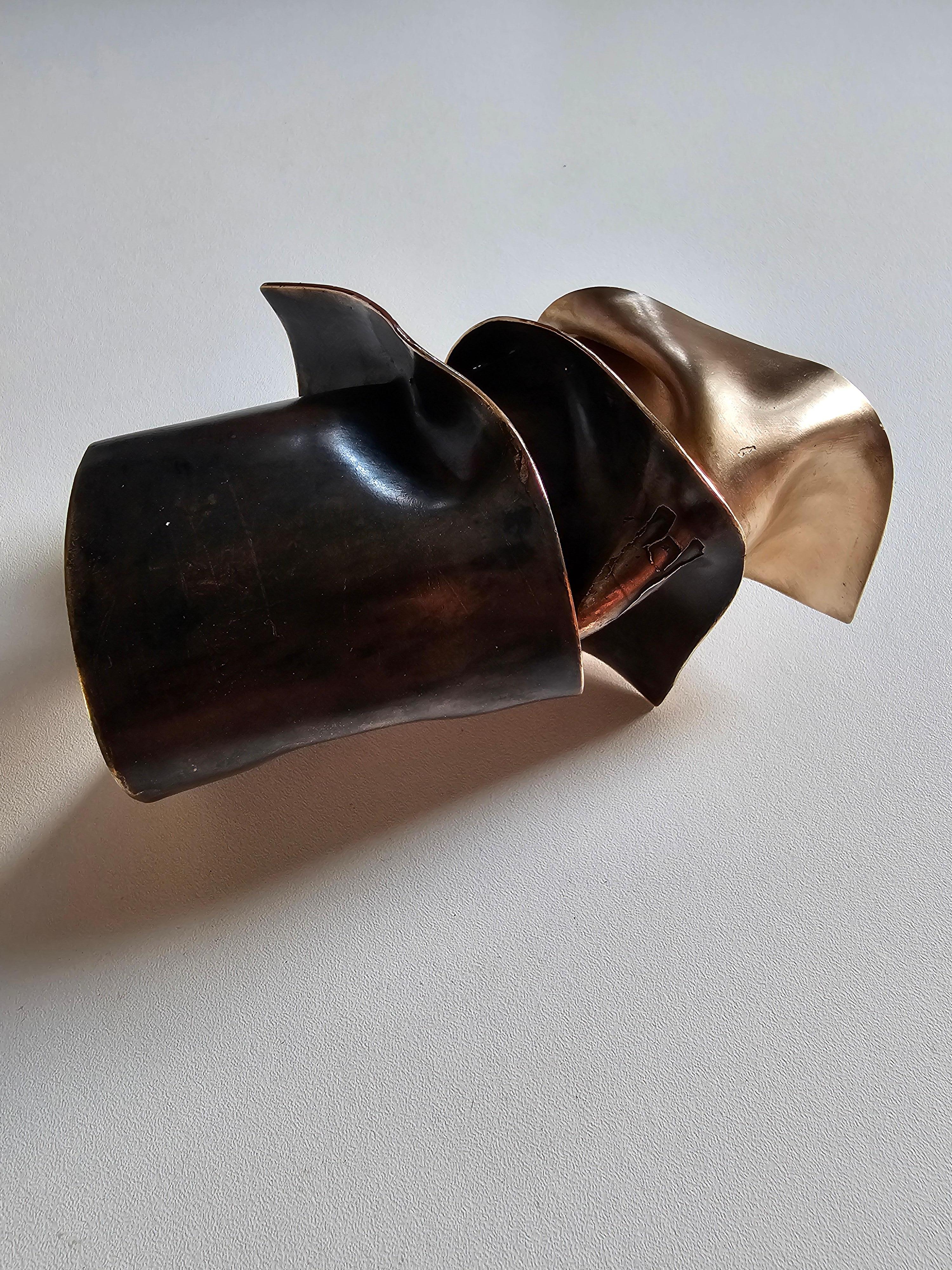 Alina Alamorean Sculptural Contemporary Statement Cuff Bracelet Black Bronze For Sale 2