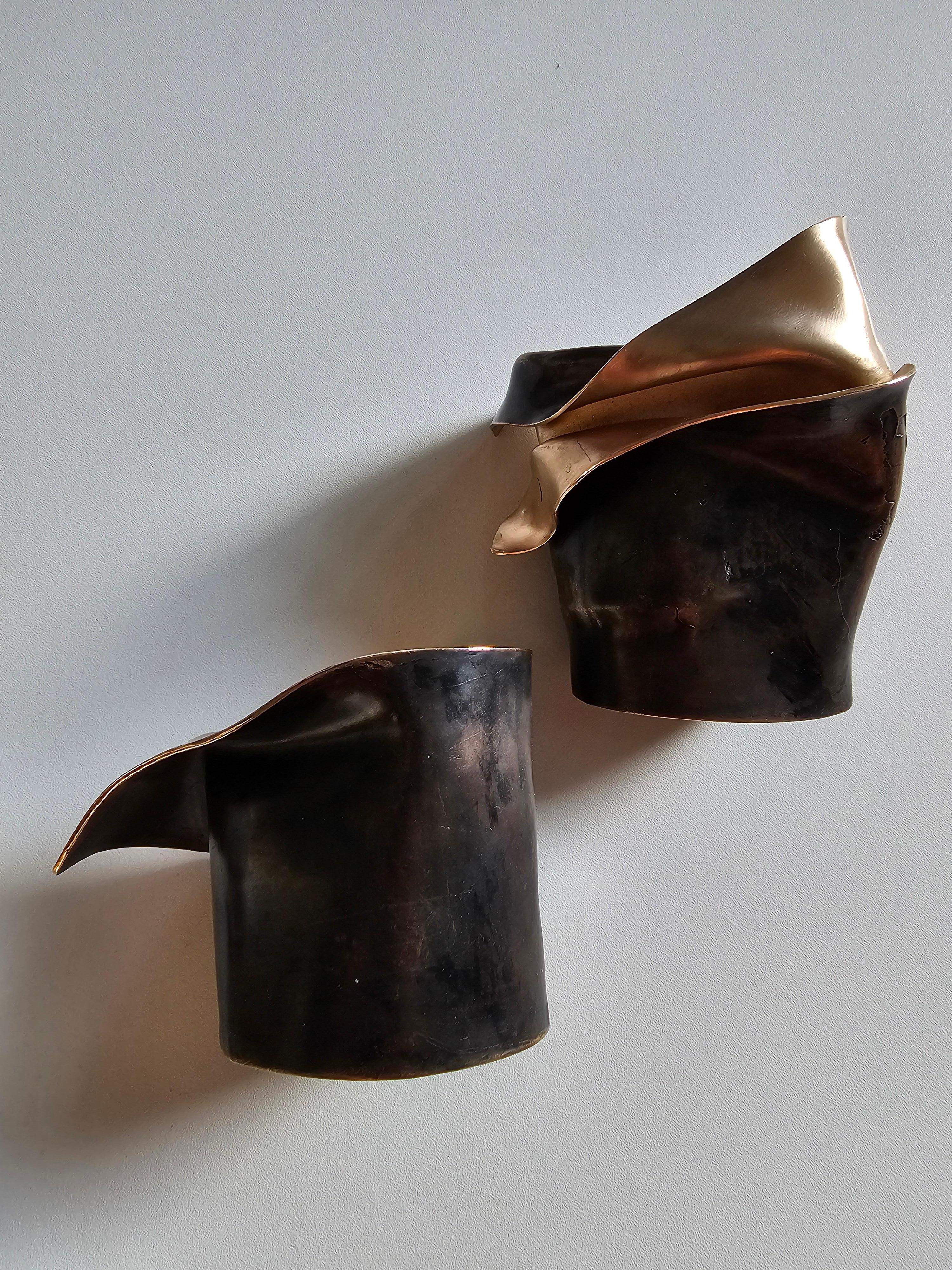 Alina Alamorean Sculptural Contemporary Statement Cuff Bracelet Black Bronze For Sale 5