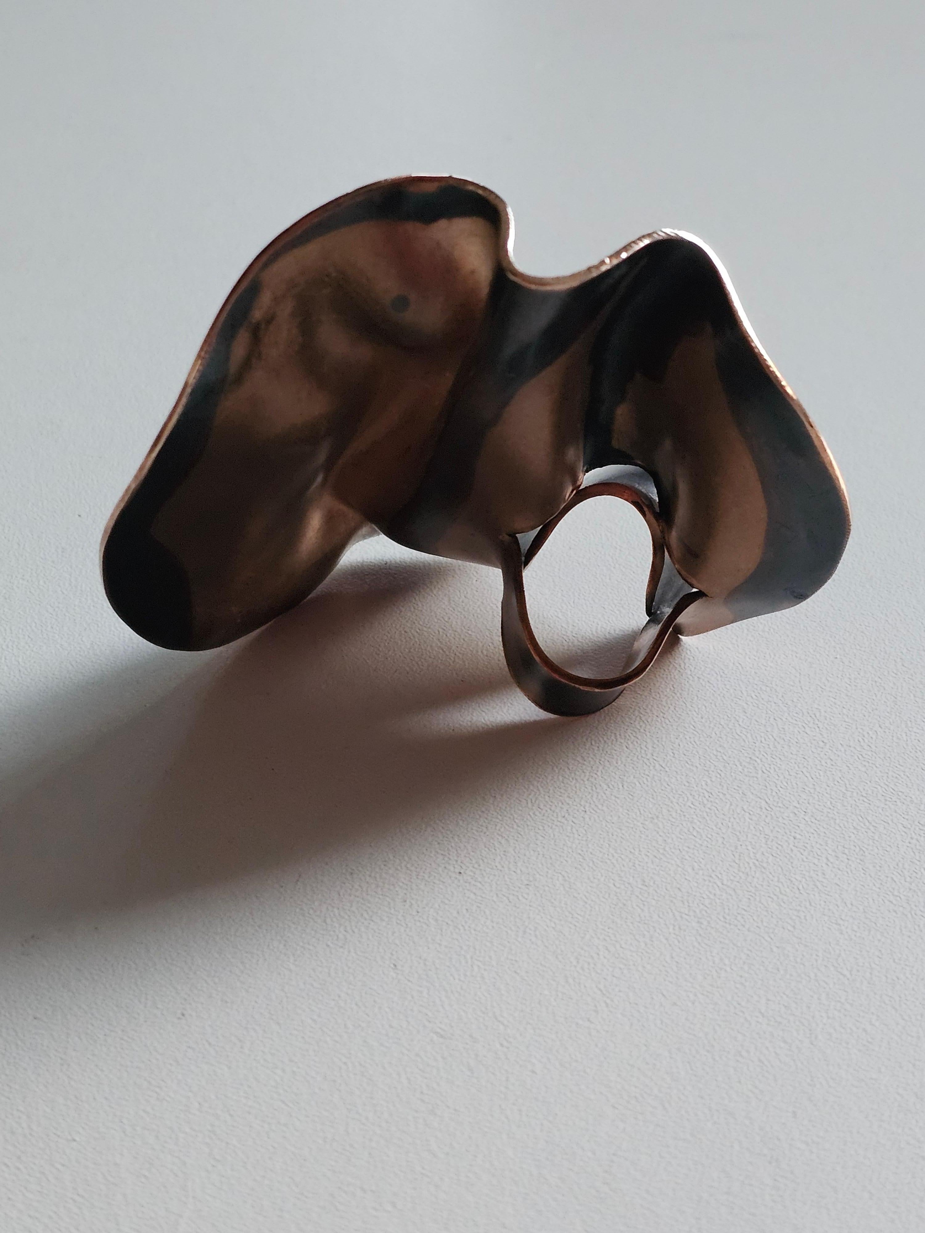 Alina Alamorean Veins of Love Sculptural Contemporary Ring Black Bronze For Sale 5