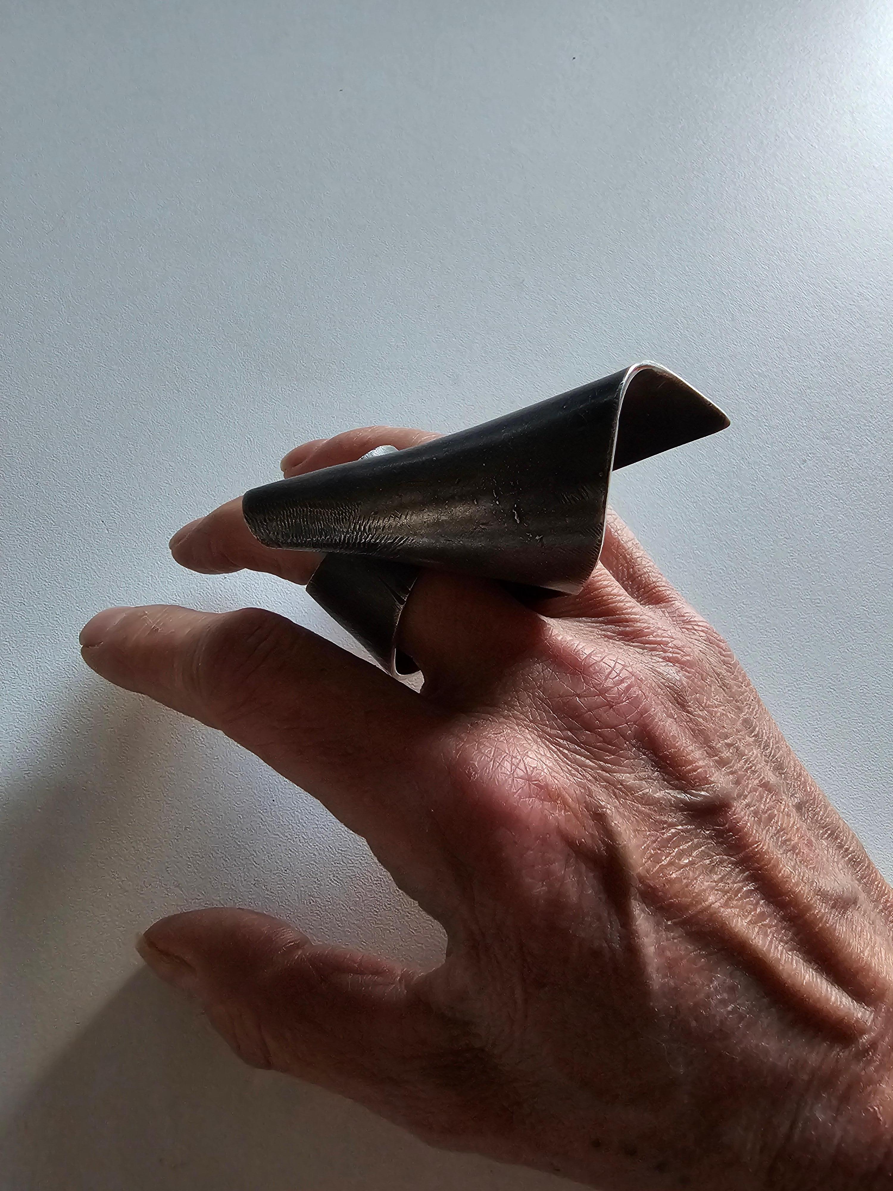 Alina Alamorean Victory Skulpturaler Contemporary Statement Ring Schwarz Silber im Angebot 9