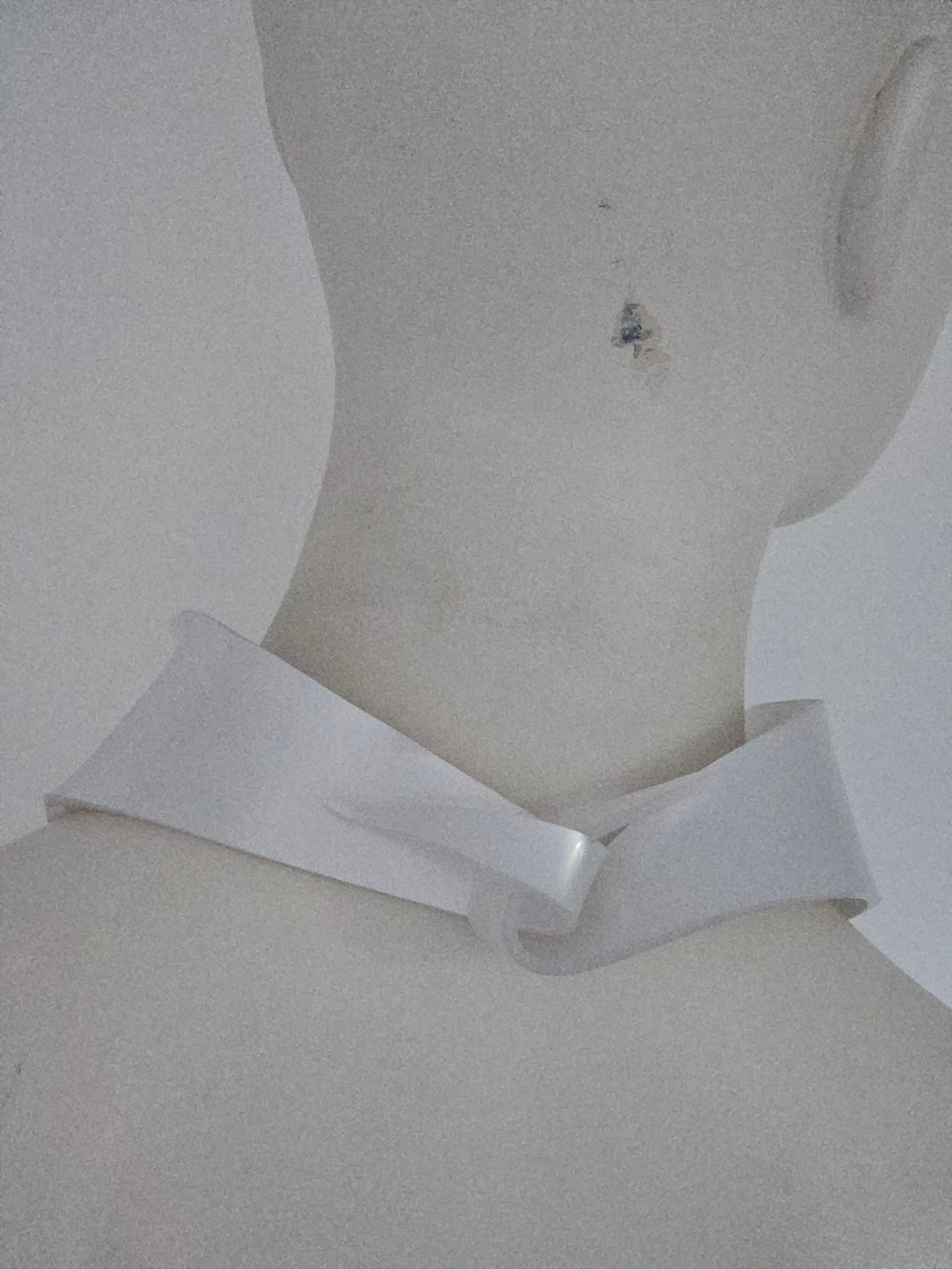 Alina Alamorean White Sculptural Contemporary Statement Shawl Collar Altuglass in vendita 6