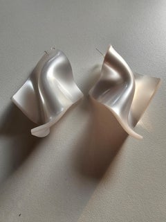Alina Alamorean White Square Sculptural Contemporary Earrings Altuglass