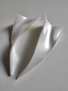 Alina Alamorean White Triangle Sculptural Contemporary Earrings Altuglass