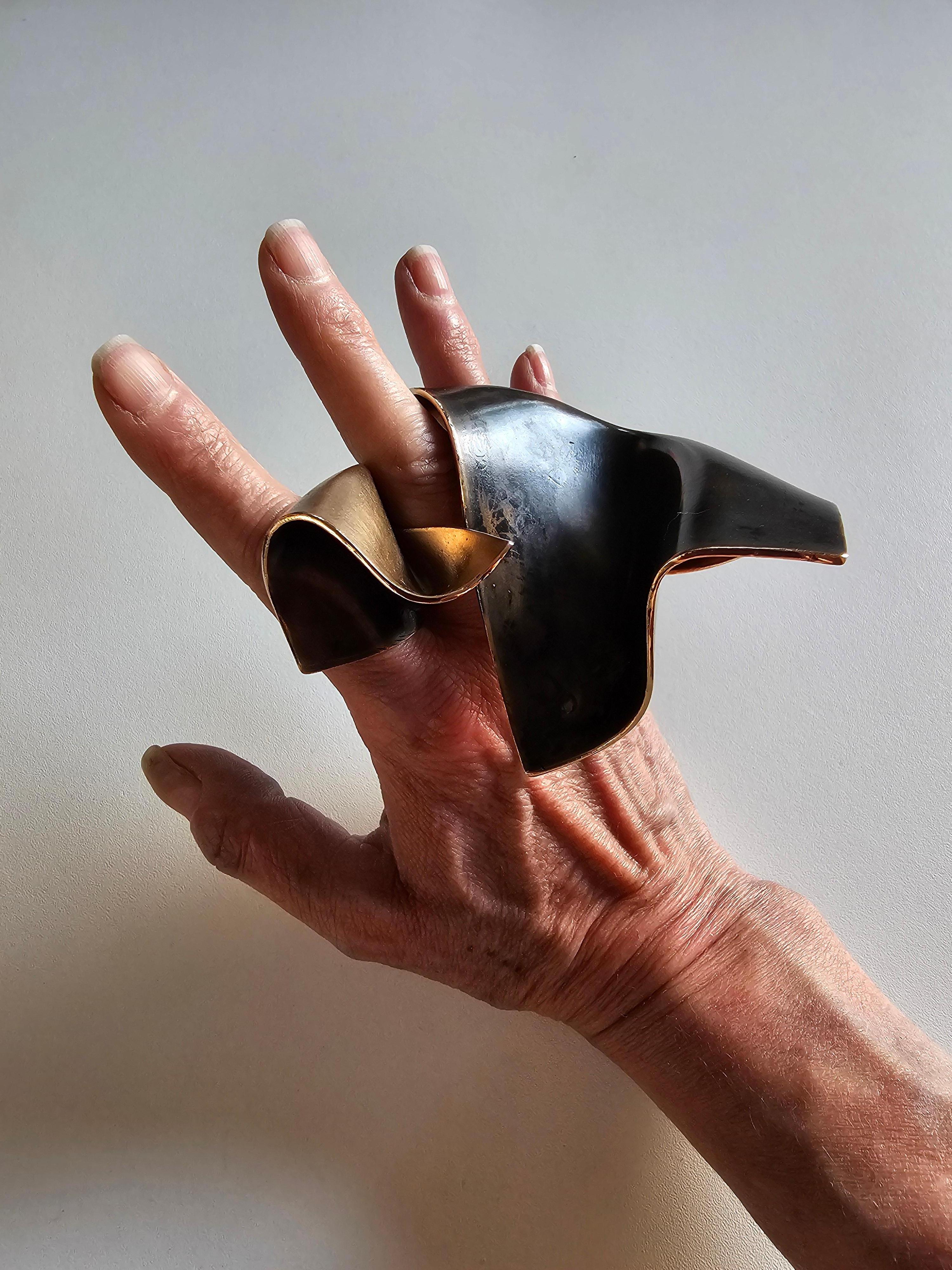 Alina Alamorean Big Wind Sculptural Contemporary Statement Ring Black Bronze For Sale 6