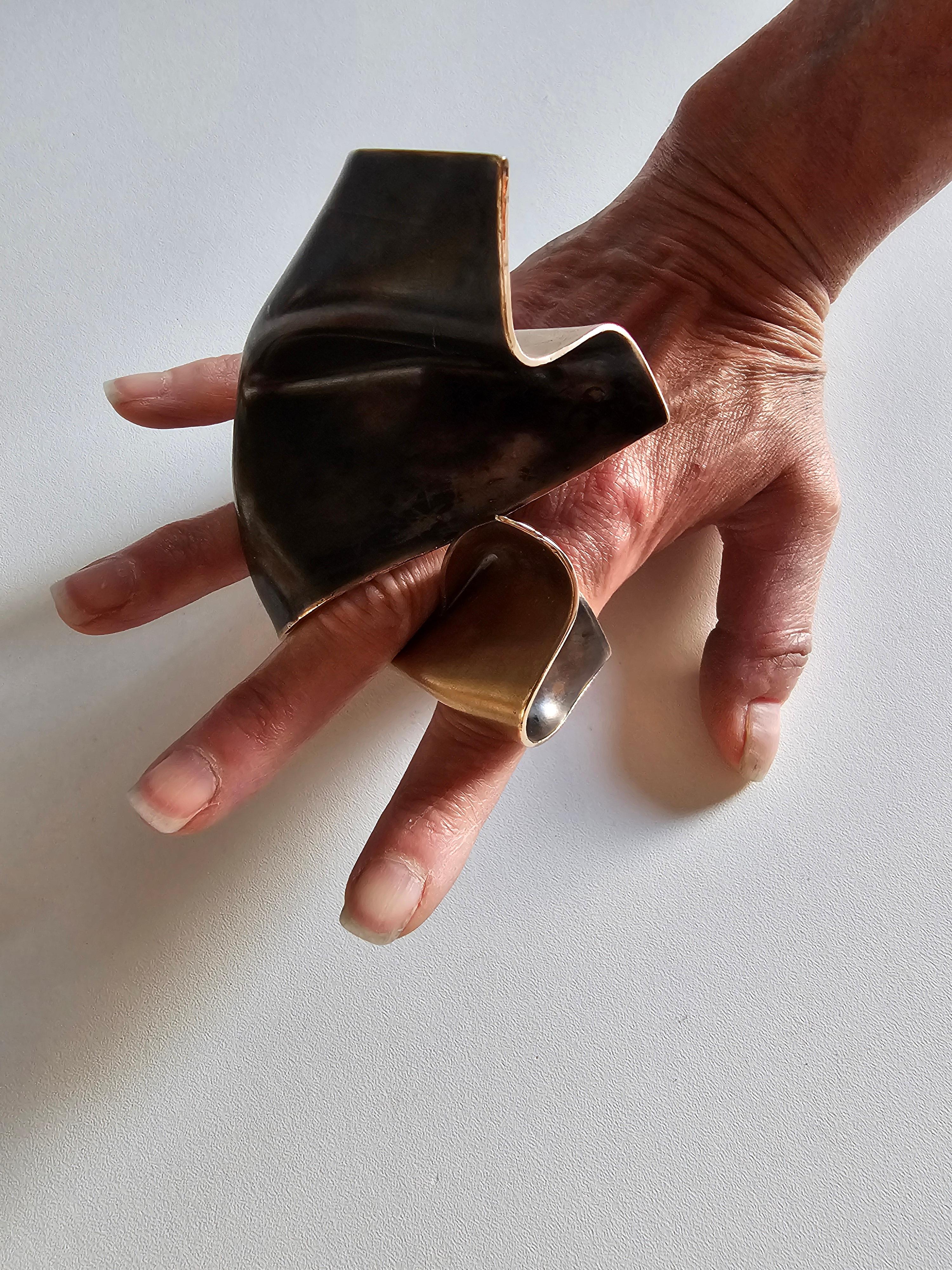 Alina Alamorean Big Wind Sculptural Contemporary Statement Ring Black Bronze For Sale 8