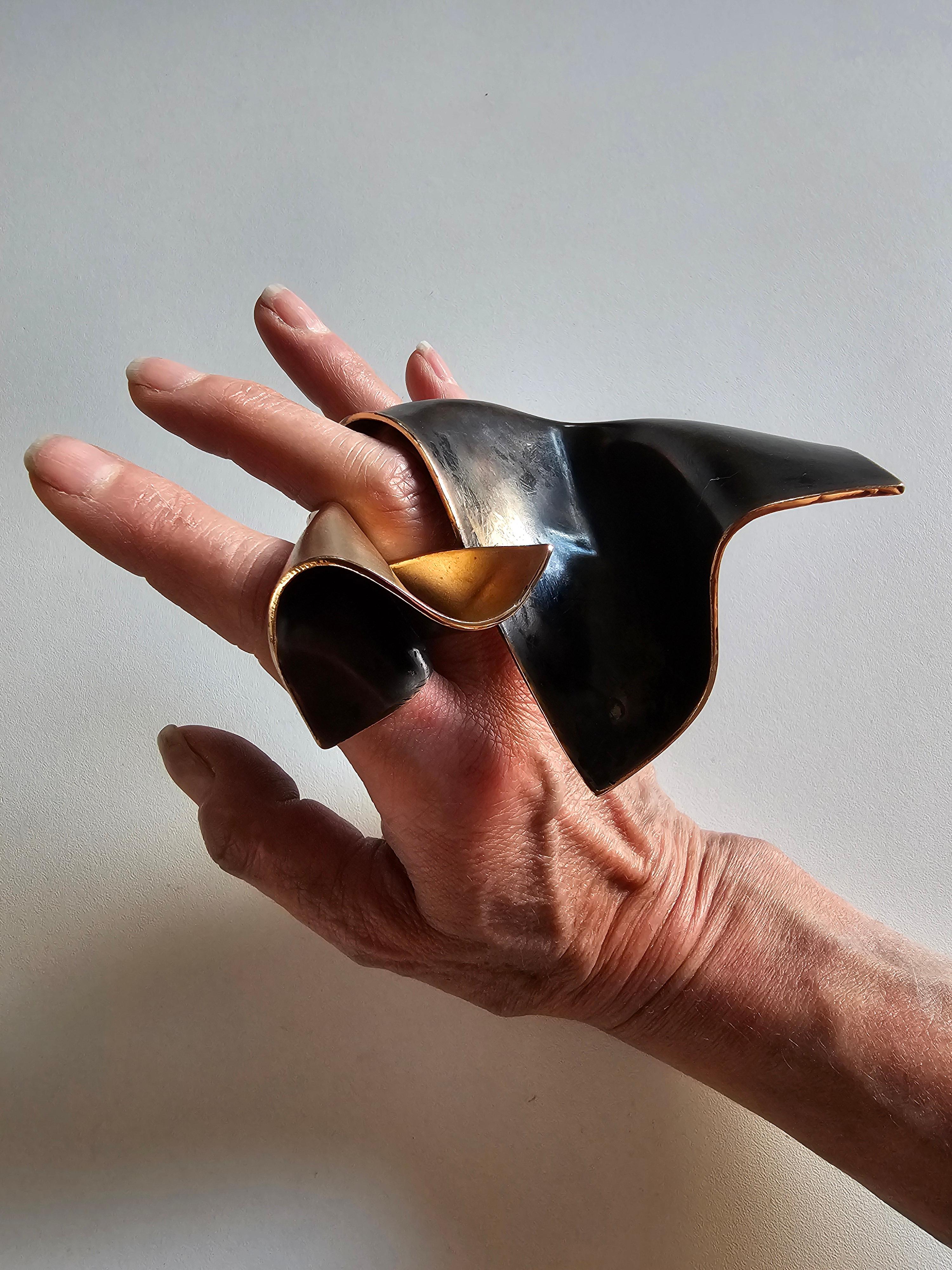 Alina Alamorean Big Wind Sculptural Contemporary Statement Ring Black Bronze For Sale 9