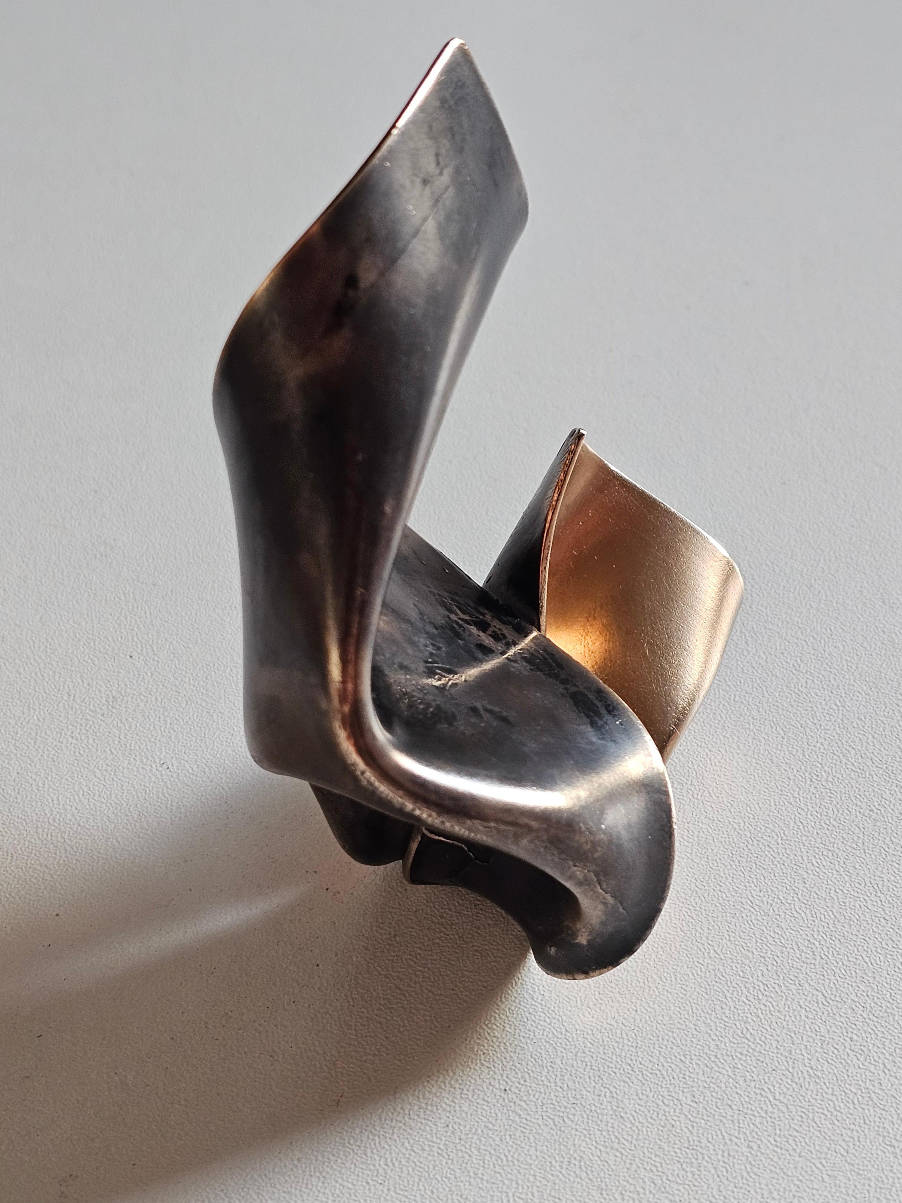 Alina Alamorean Big Wind Sculptural Contemporary Statement Ring Black Bronze For Sale 1