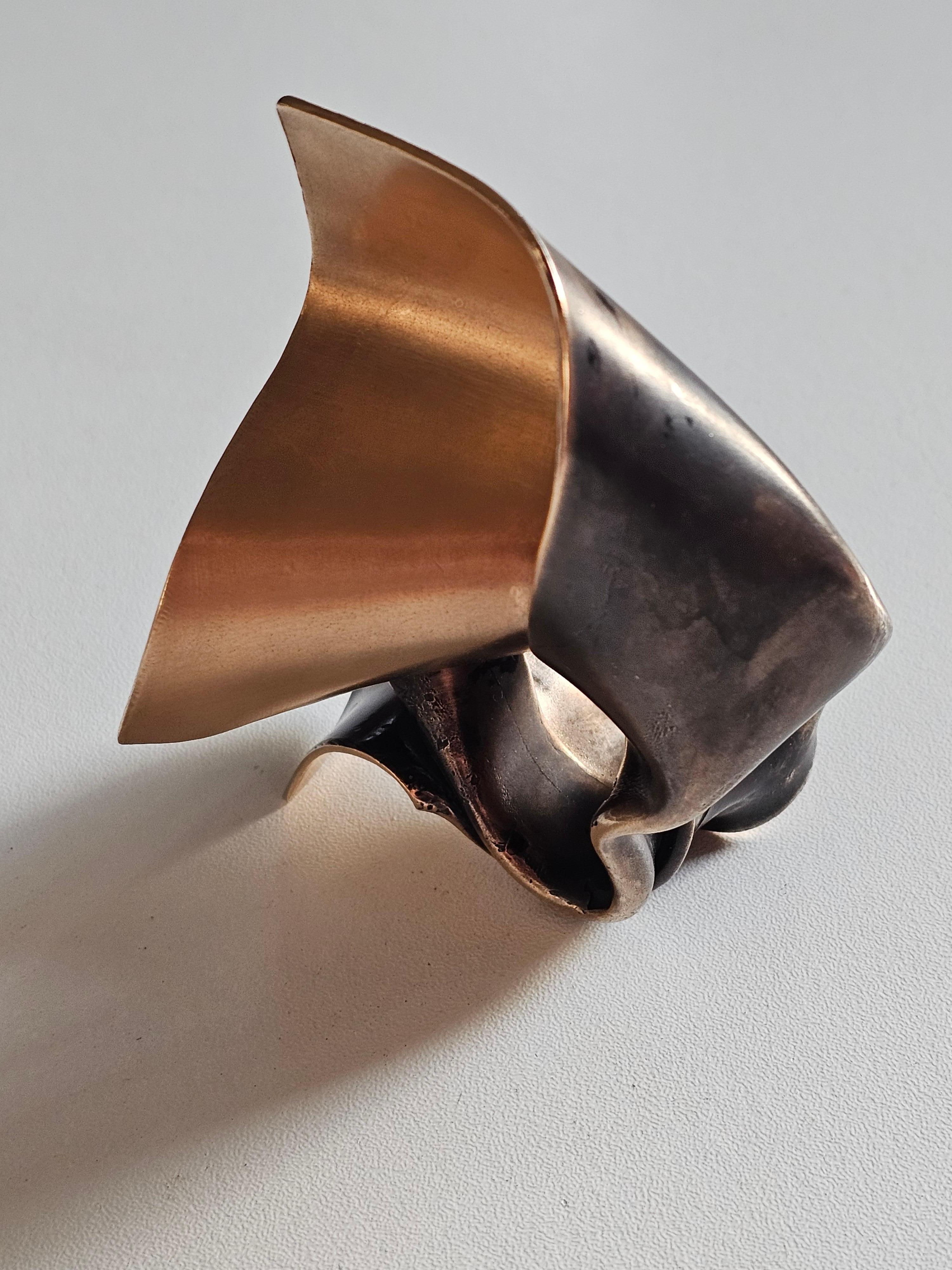 Alina Alamorean Big Wind Sculptural Contemporary Statement Ring Black Bronze For Sale 2