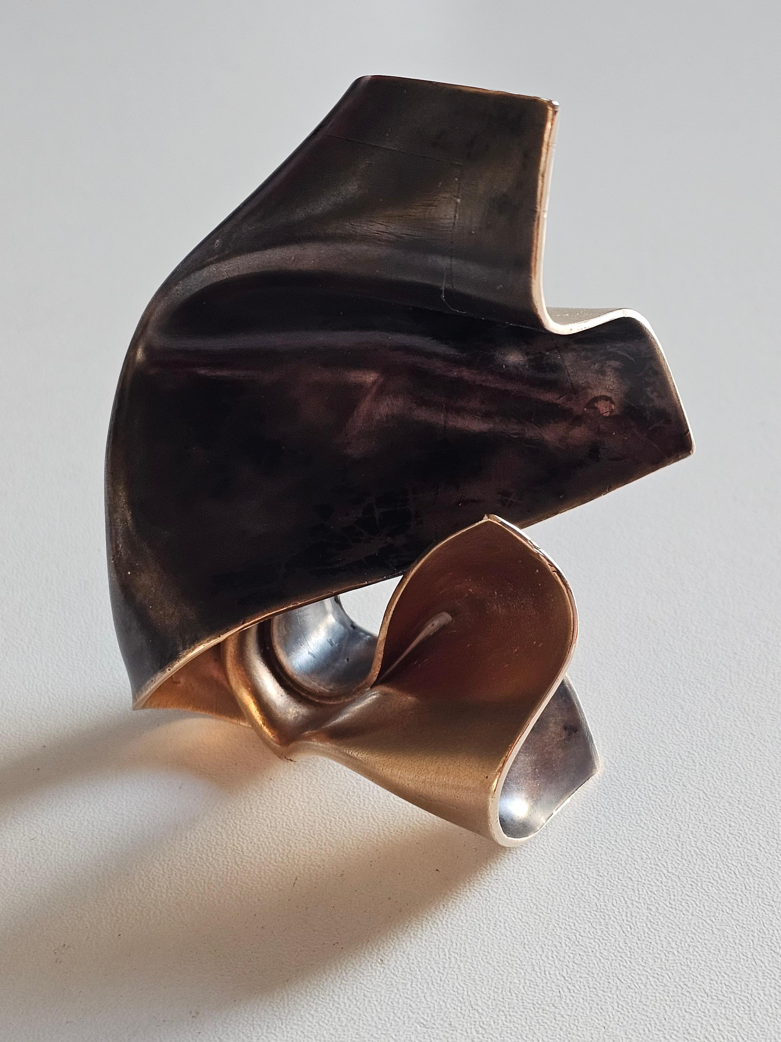Alina Alamorean Big Wind Sculptural Contemporary Statement Ring Black Bronze For Sale 4