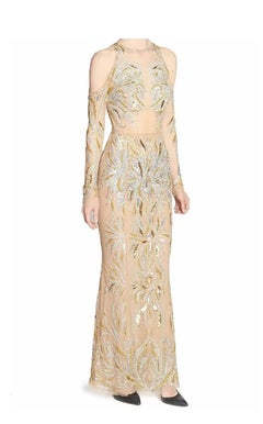 ALINA GERMAN NUDE EMBELLISHED GOWN DRESS from CELEBRITY CLOSET Sz IT 38