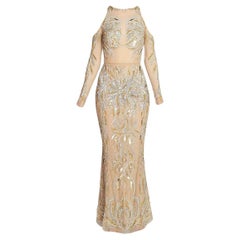 ALINA GERMAN NUDE EMBELLISHED GOWN DRESS from CELEBRITY CLOSET Sz IT 38
