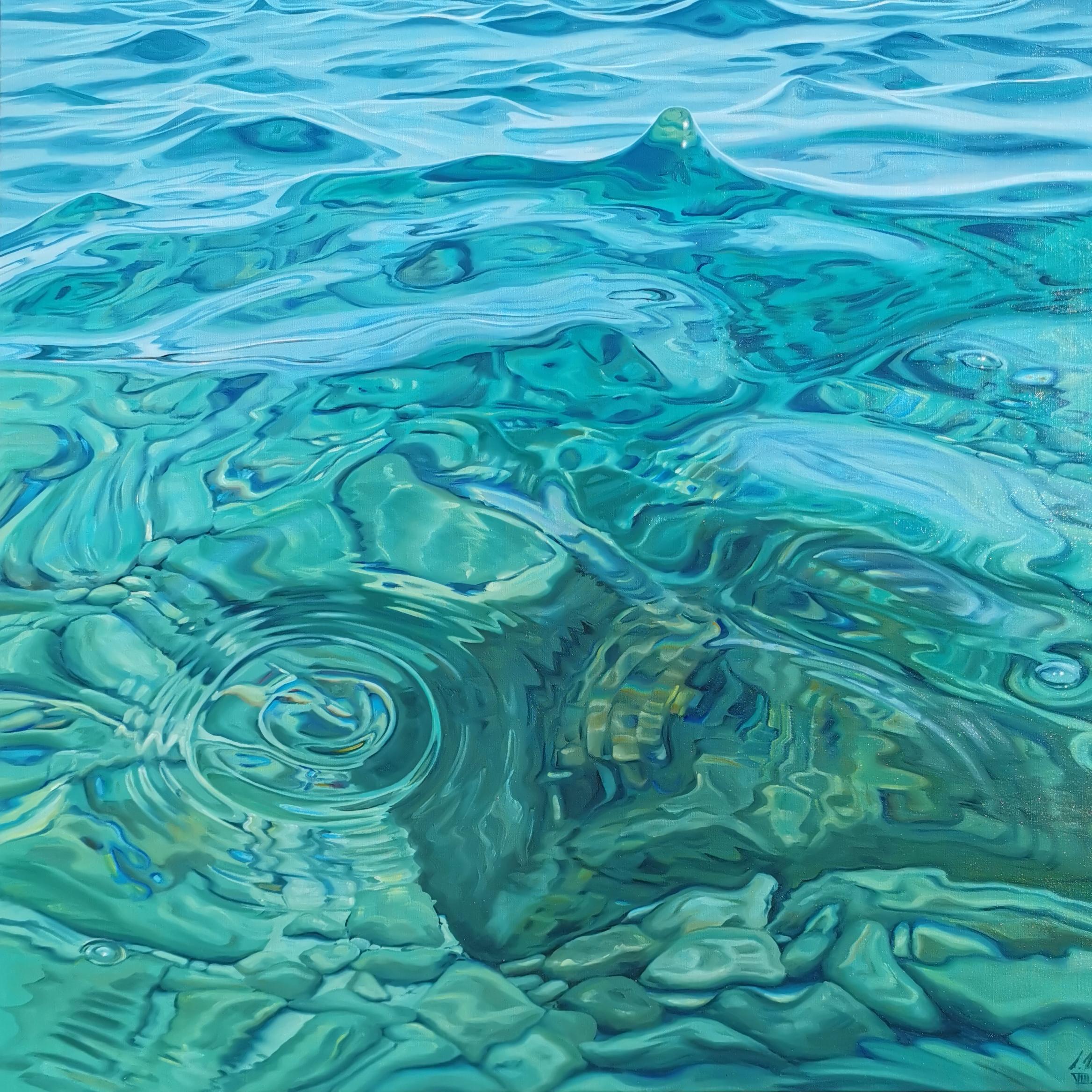 Aguas Cristalinas -original modern realism waterscape painting -contemporary art