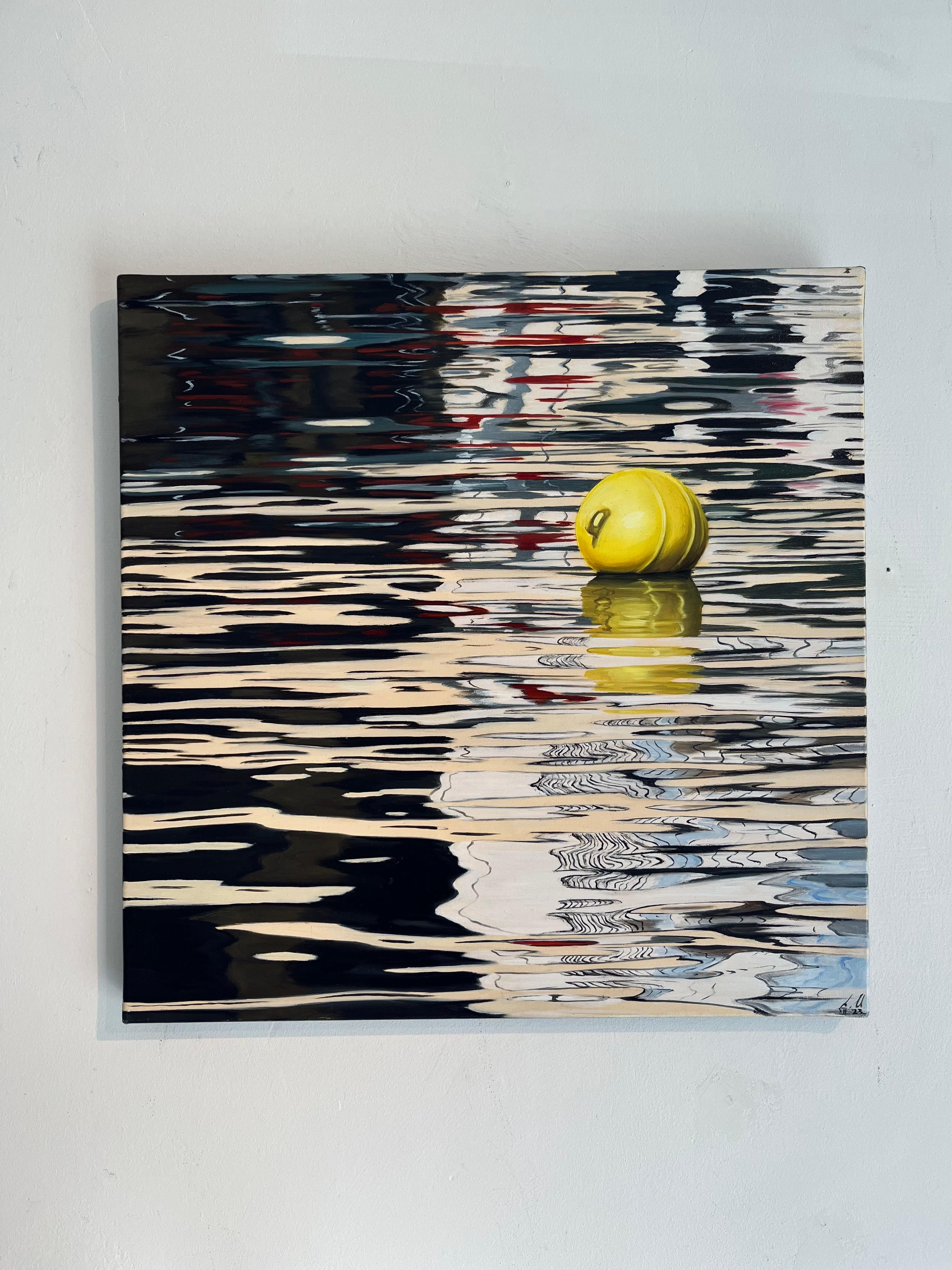 At the Edge of Reality IV - dipinto originale di paesaggio marino e natura morta di moderno realismo - Painting di Alina Huberenko