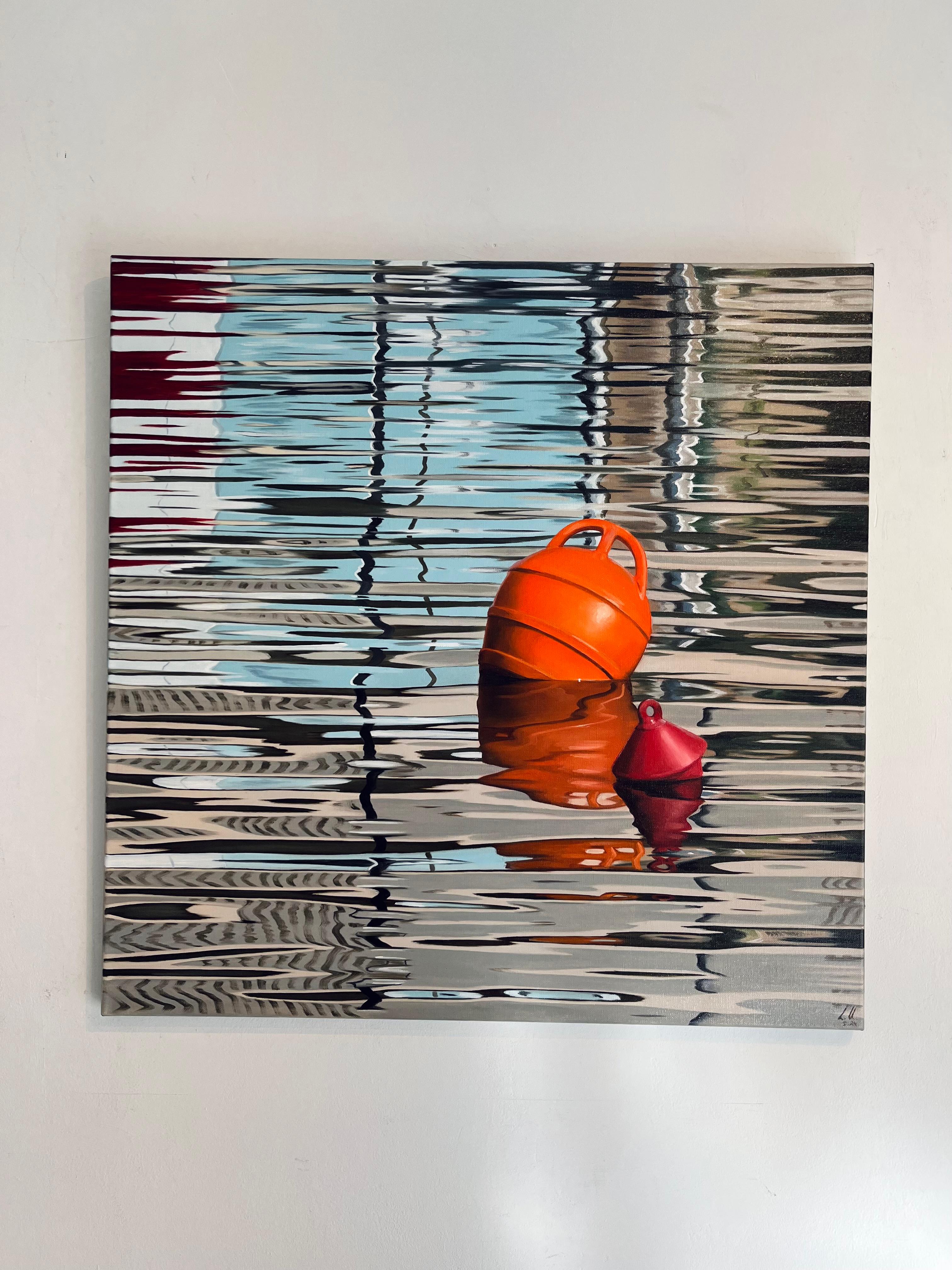 At the Edge of Reality VII-original, modern realism seascape-still life painting - Painting by Alina Huberenko