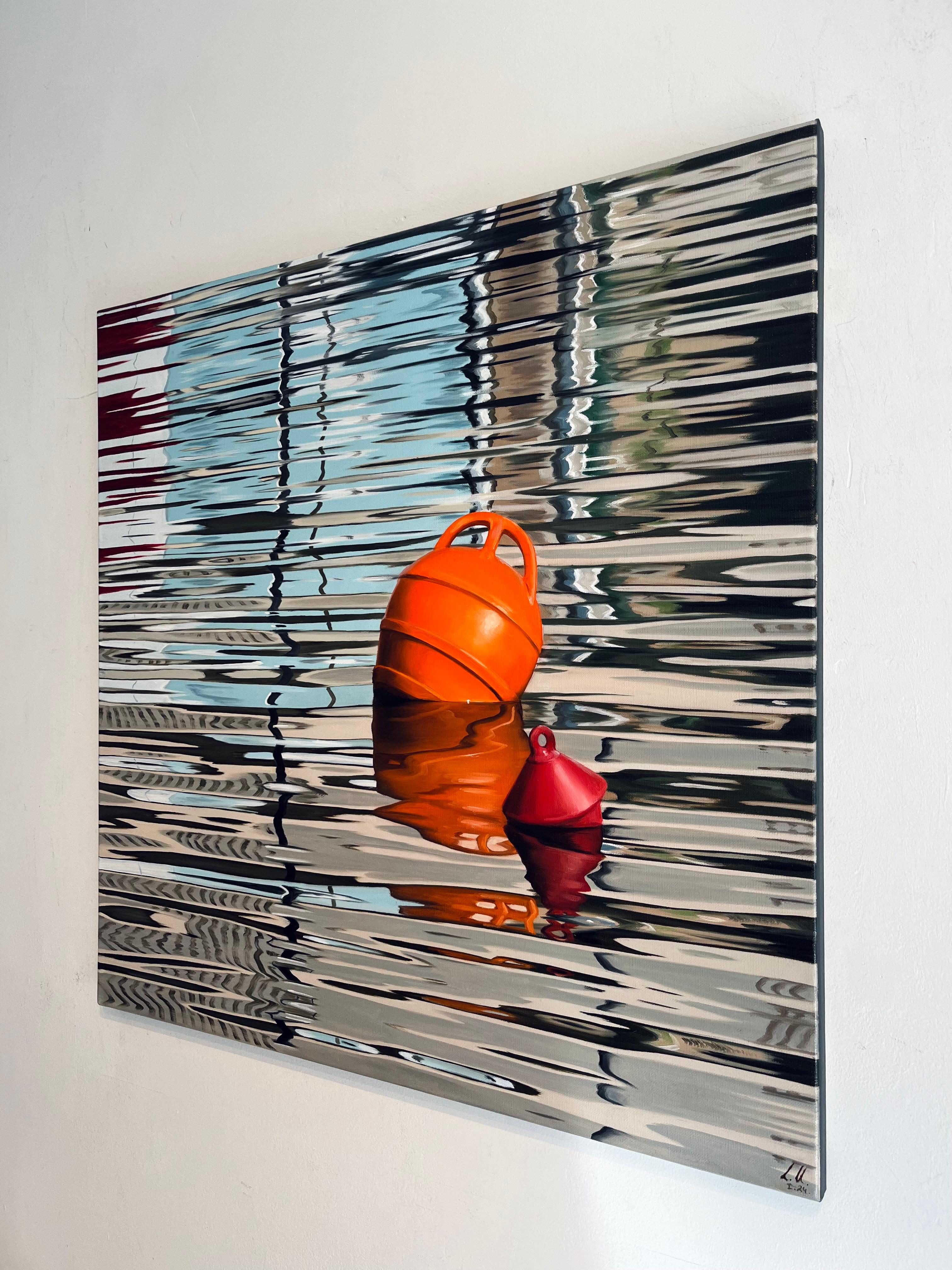 At the Edge of Reality VII-original, modern realism seascape-still life painting - Photorealist Painting by Alina Huberenko