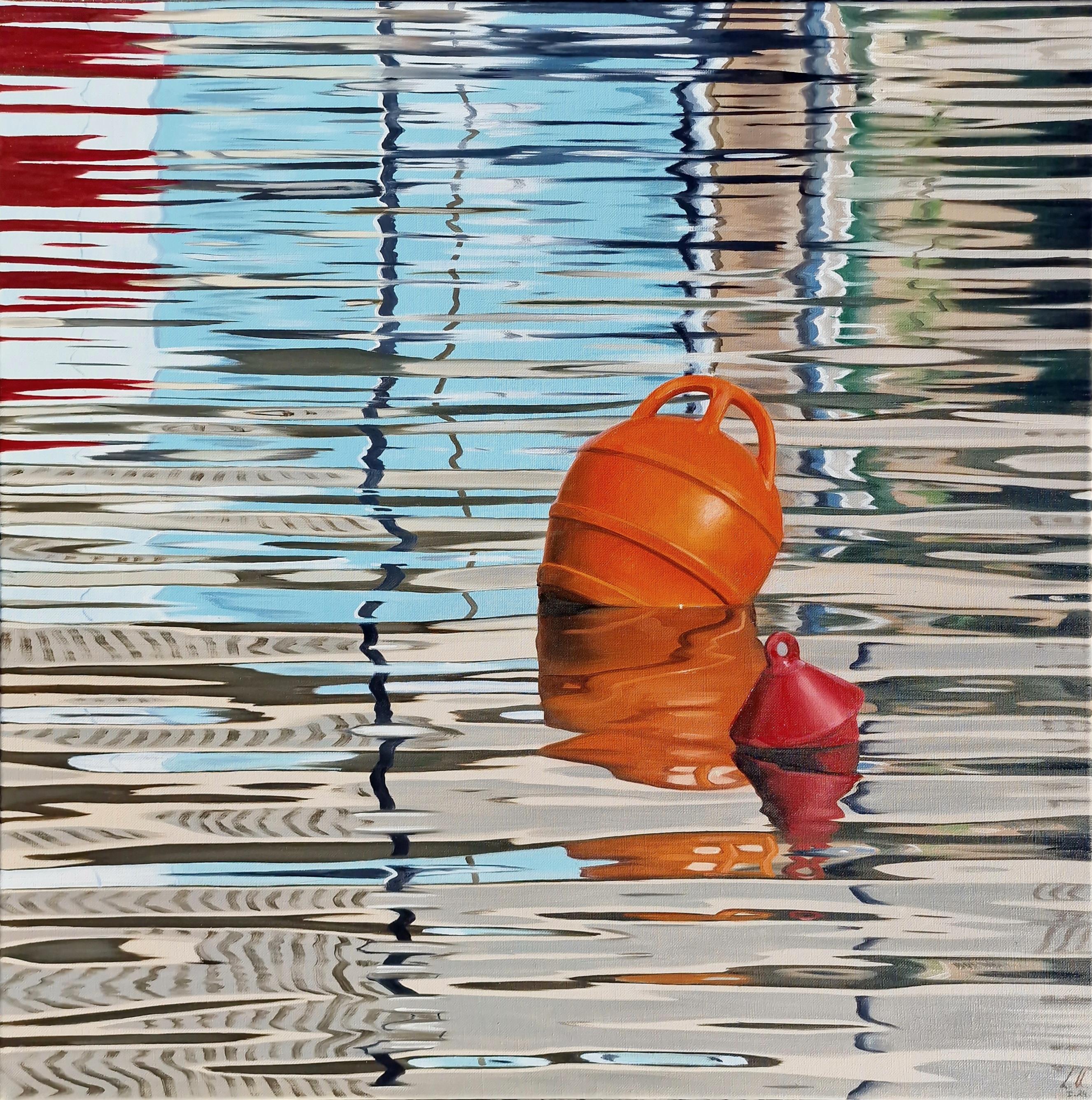 At the Edge of Reality VII-original, modern realism seascape-still life painting