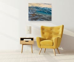 Catching the Light - dipinto originale di paesaggio acquatico in stile moderno e realistico - arte contemporanea