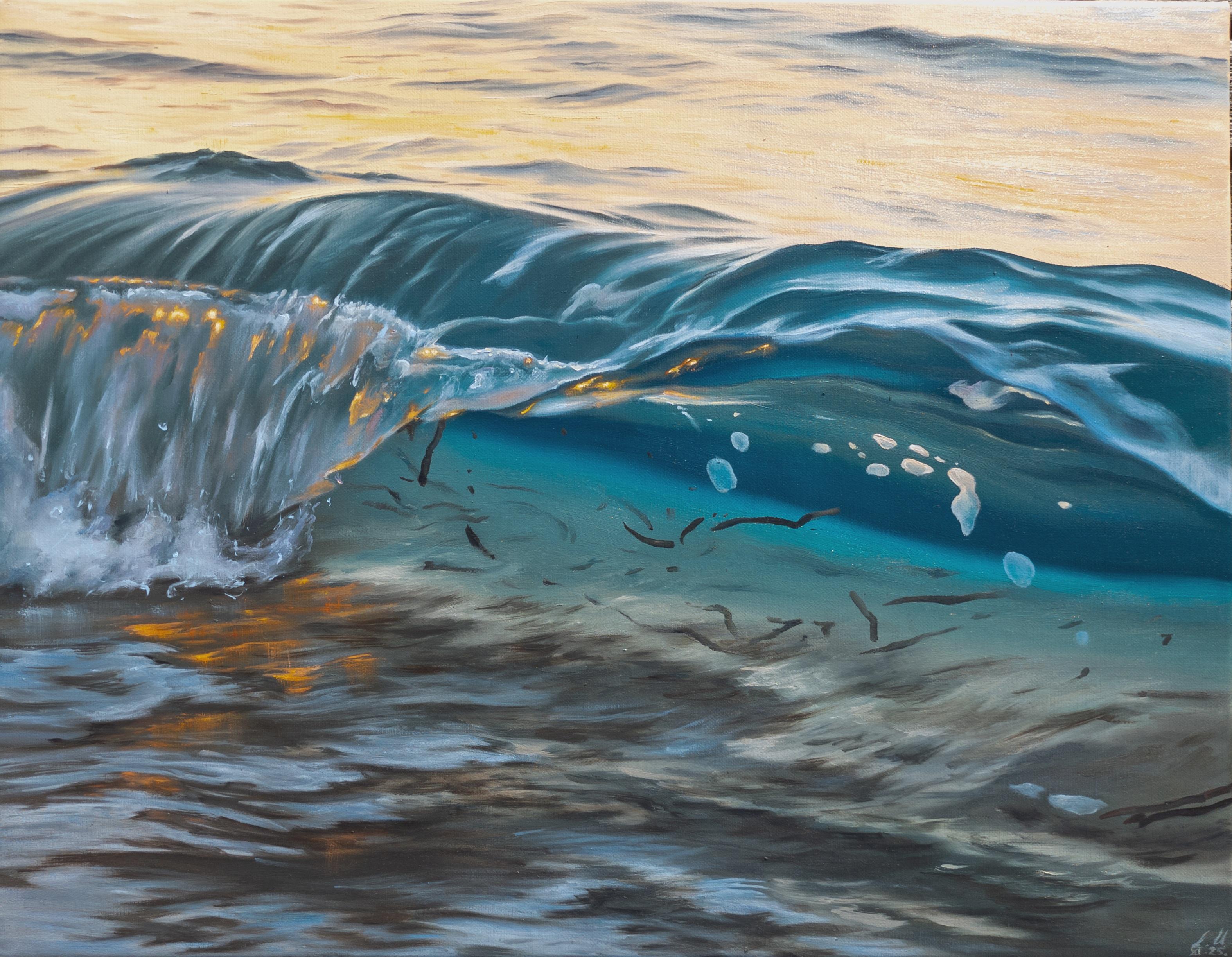 Catching the Light-original modern realism waterscape painting -contemporary art - Art by Alina Huberenko