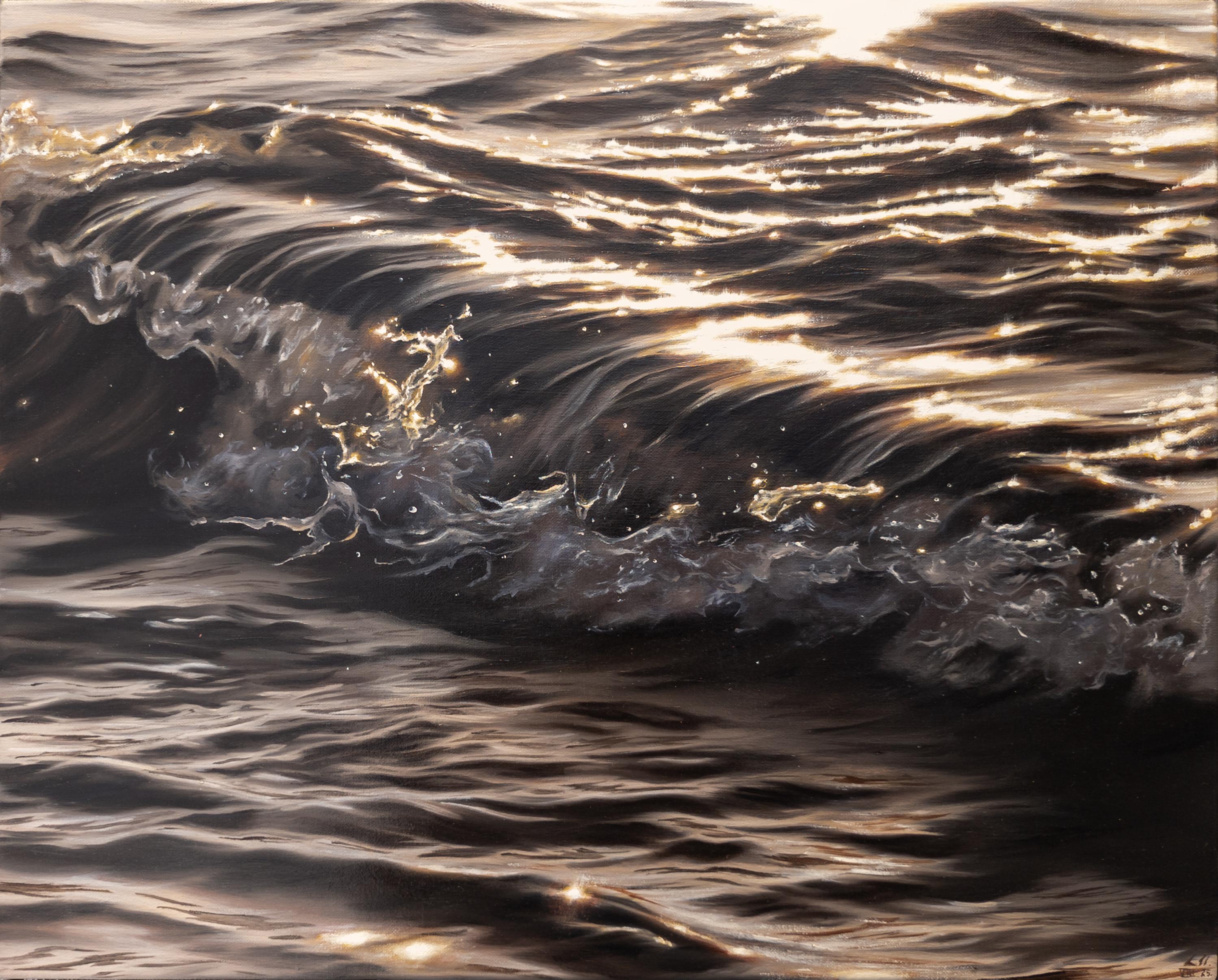 Korsischer Sonnenuntergang I -Originale moderne realistische Wasserlandschaft -Zeitgenössische Kunst
