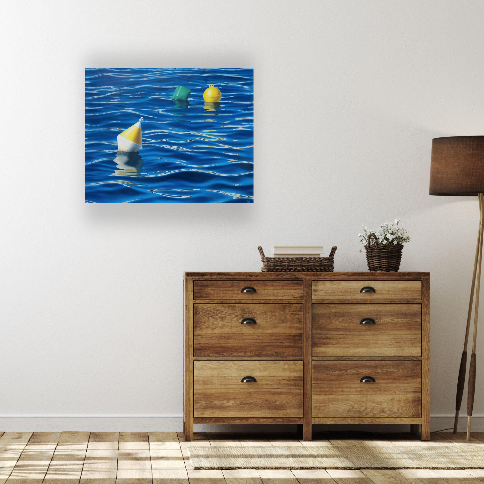 Fisherman's Toys-original hyperrealism seascape oil painting- contemporary Art For Sale 4