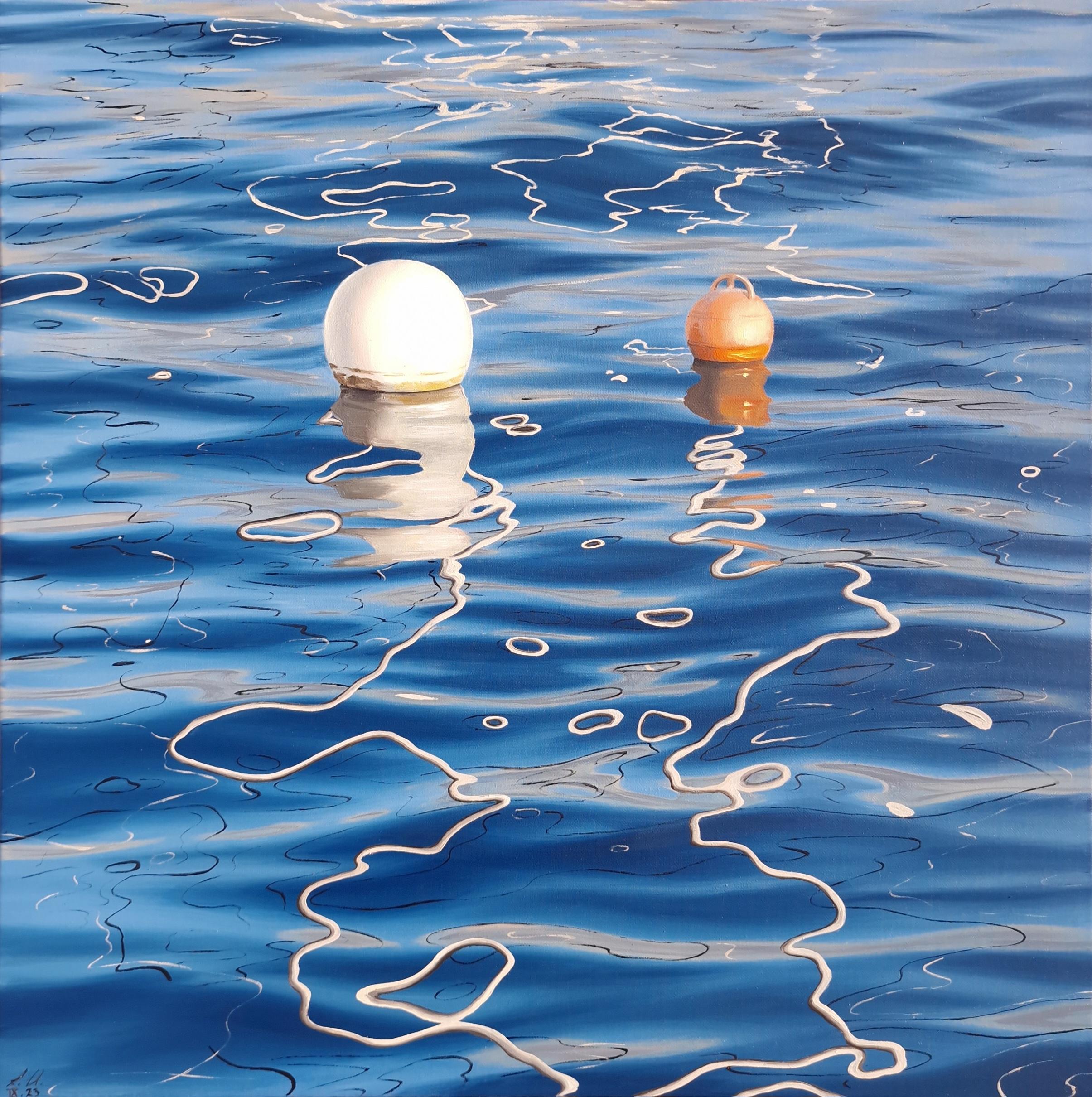 Golden Hour at The harbour (Ora d'oro al porto) - paesaggio marino originale - natura morta - pittura ad olio