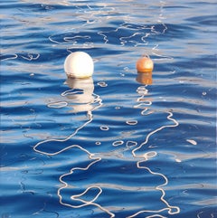 Golden Hour at The Harbour, Signed Oil on Board Seascape, 40.6 cm